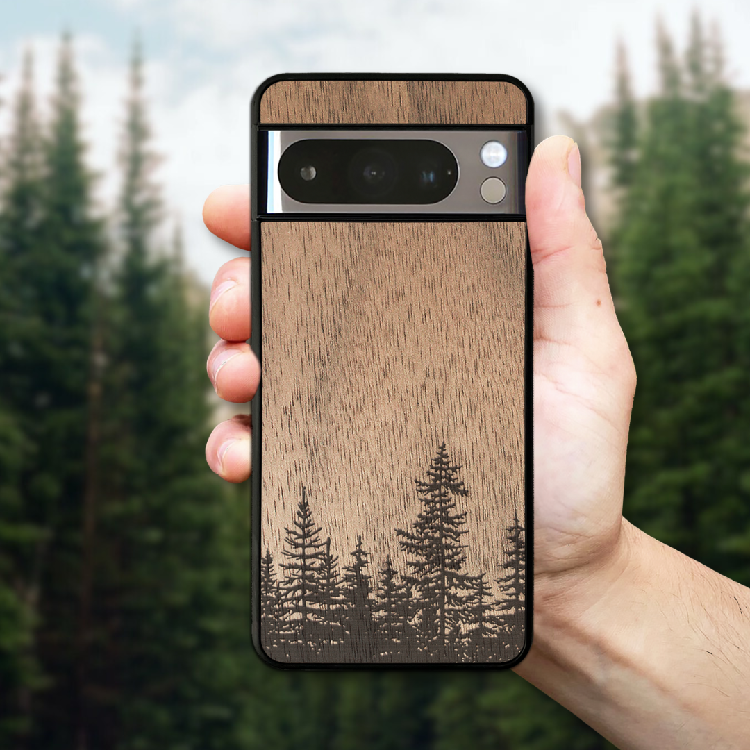 A phone case with a pattern of a forest top
