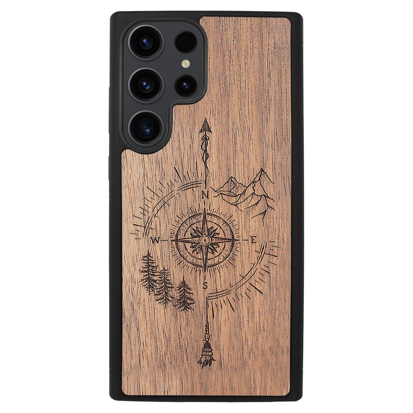 Wooden Case for Samsung Galaxy S23 Ultra Mountain Compass