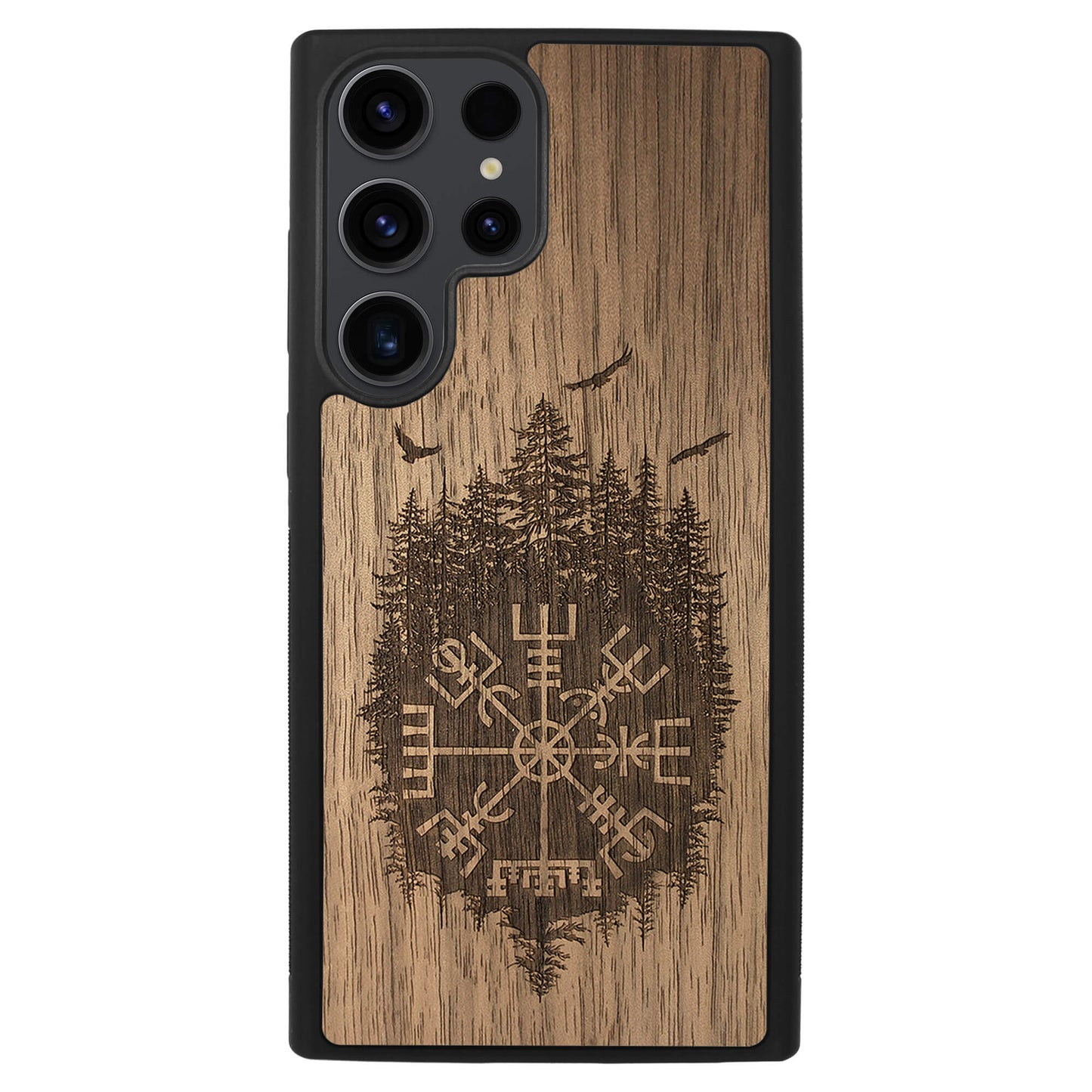 Wooden Case for Samsung Galaxy S23 Ultra Viking Compass Vegvisir