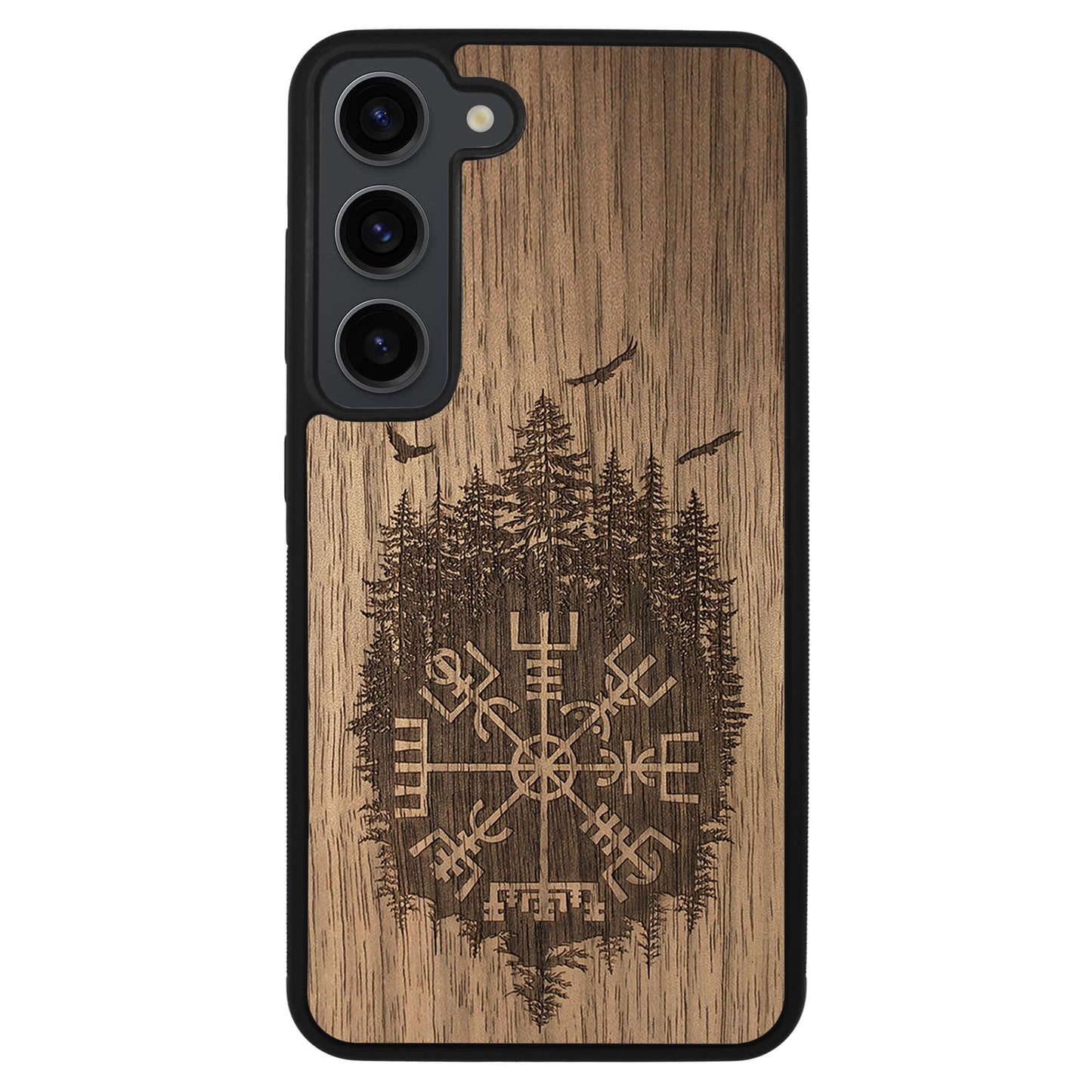 Wooden Case for Samsung Galaxy S23 Viking Compass Vegvisir