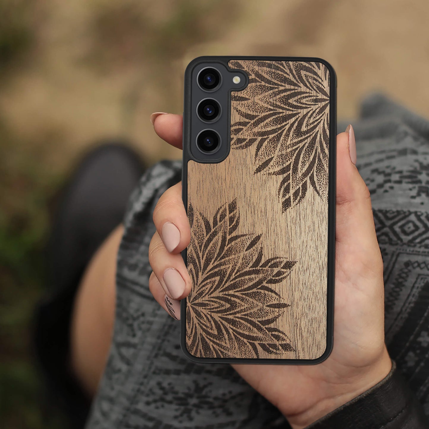 Wood Galaxy S23 Plus Case Mandala