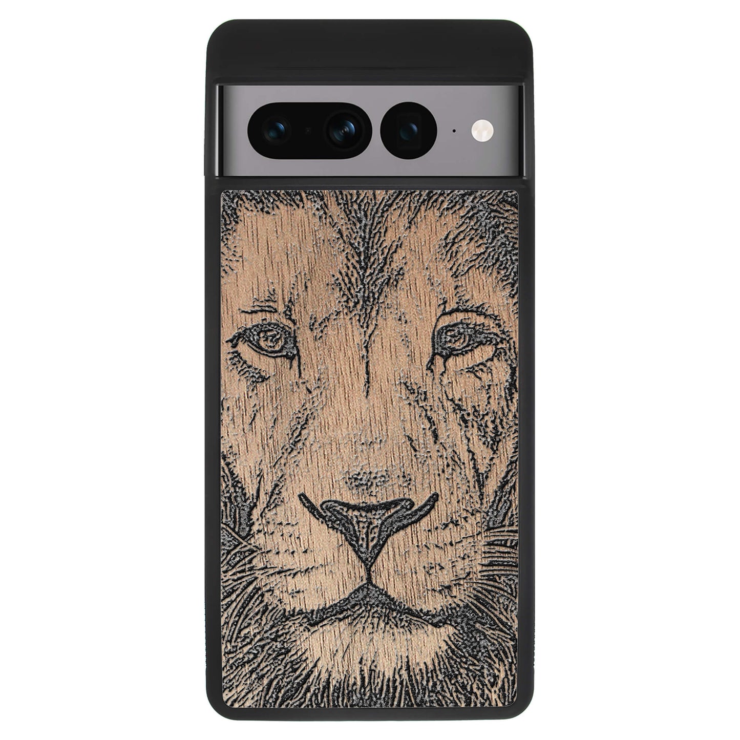 Wooden Case for Google Pixel 7 Pro Lion face