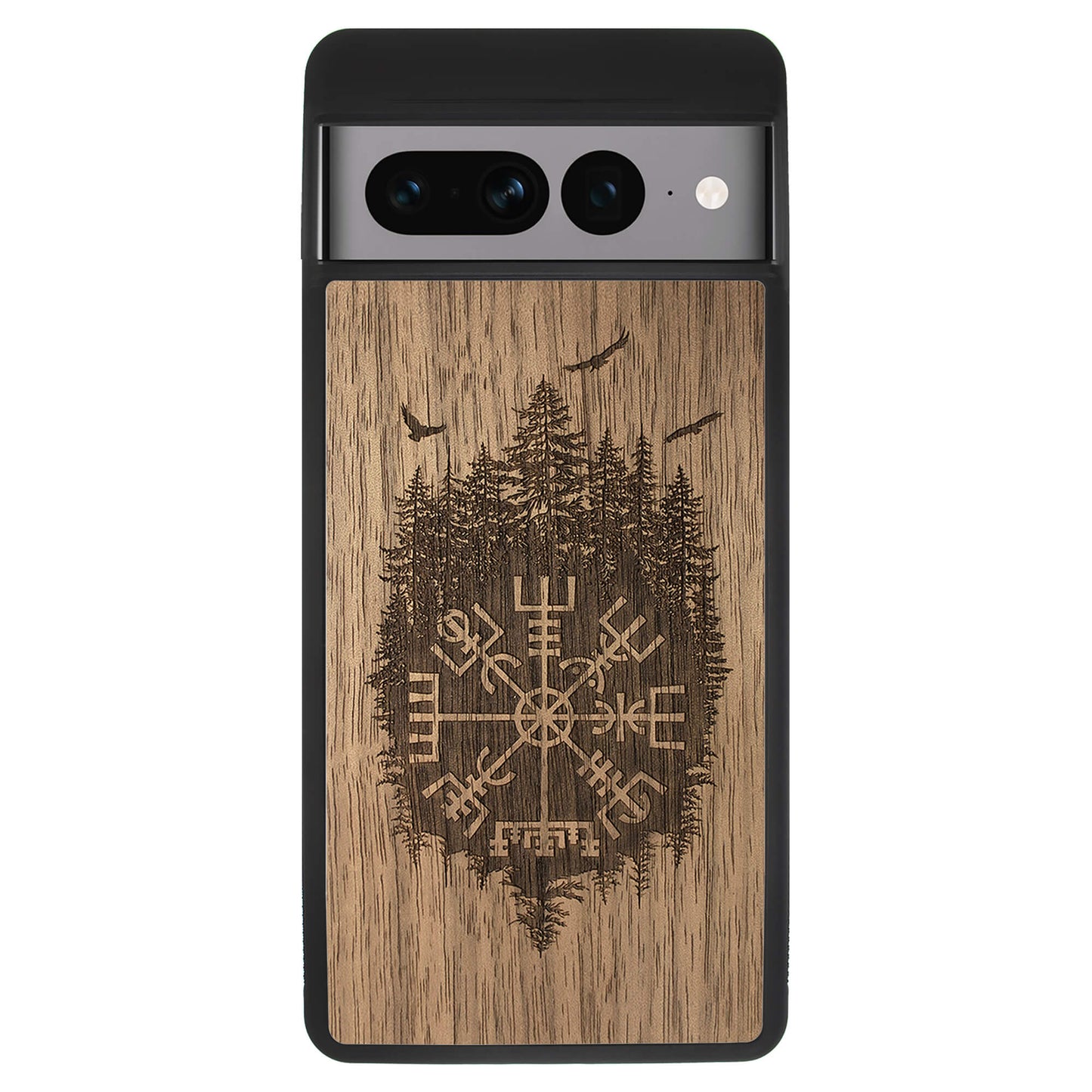 Wooden Case for Google Pixel 7 Pro Viking Compass Vegvisir