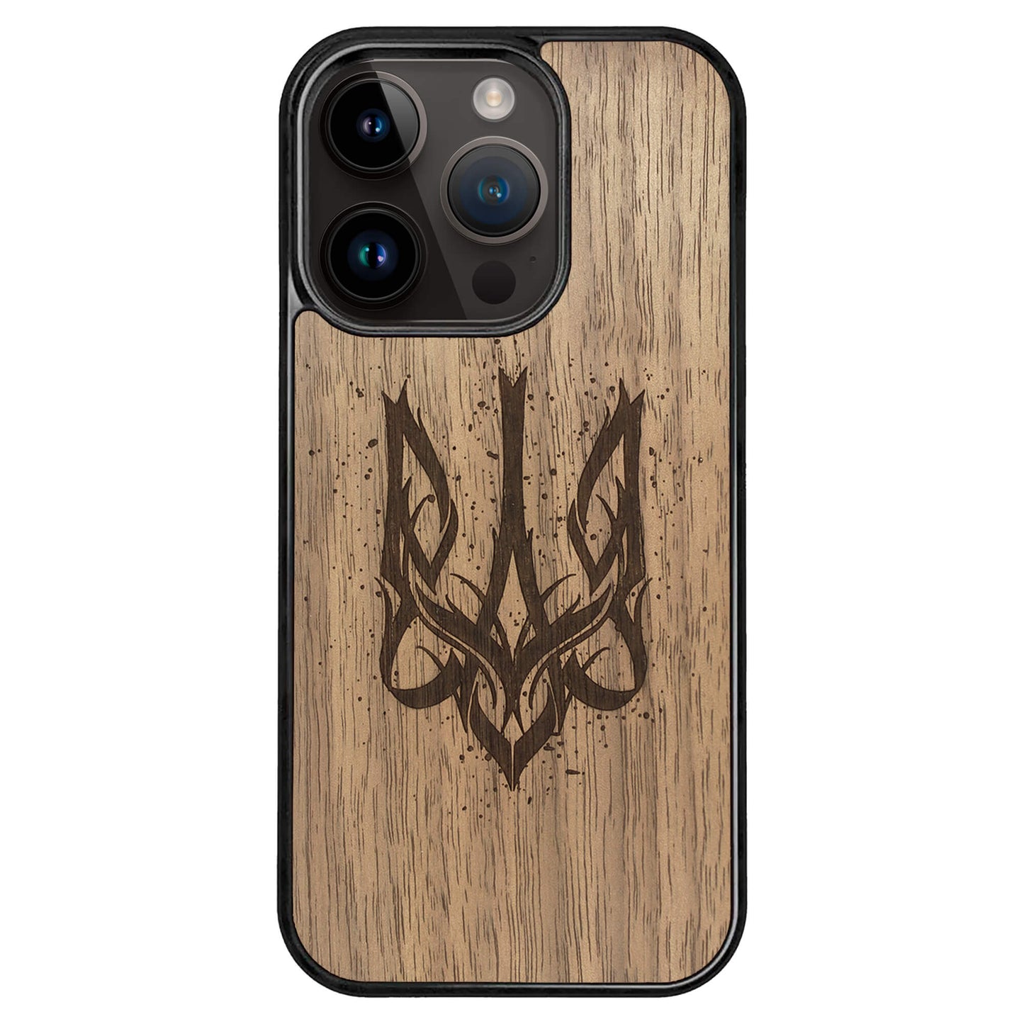 Wooden Case for iPhone 14 Pro Ukrainian Trident Trizub
