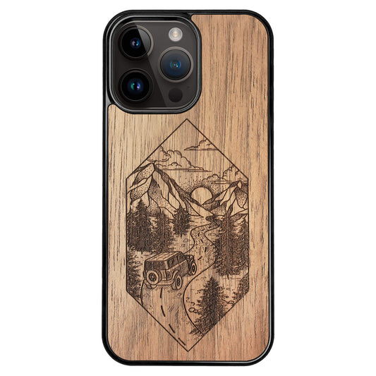 Wooden Case for iPhone 14 Pro Max Mountain Road