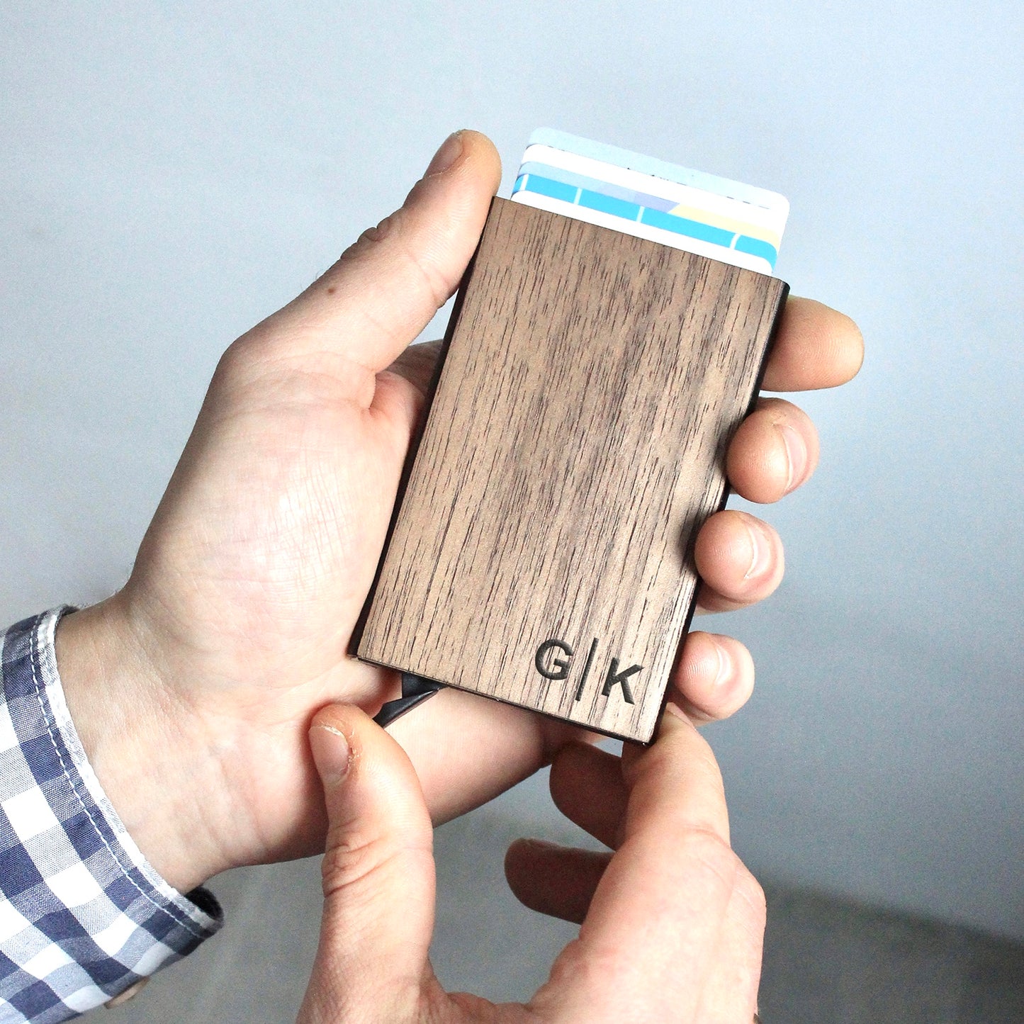 Personalized Wood & Metal Credit Card Holder Wallet