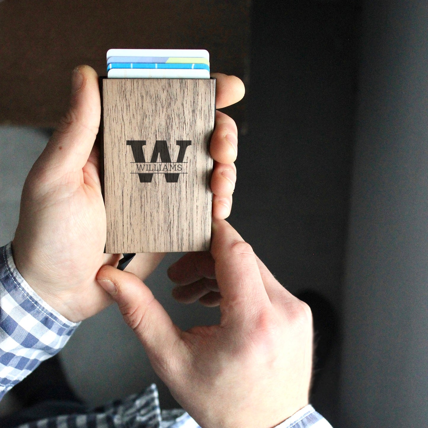 Personalized Wood & Metal Credit Card Holder Wallet