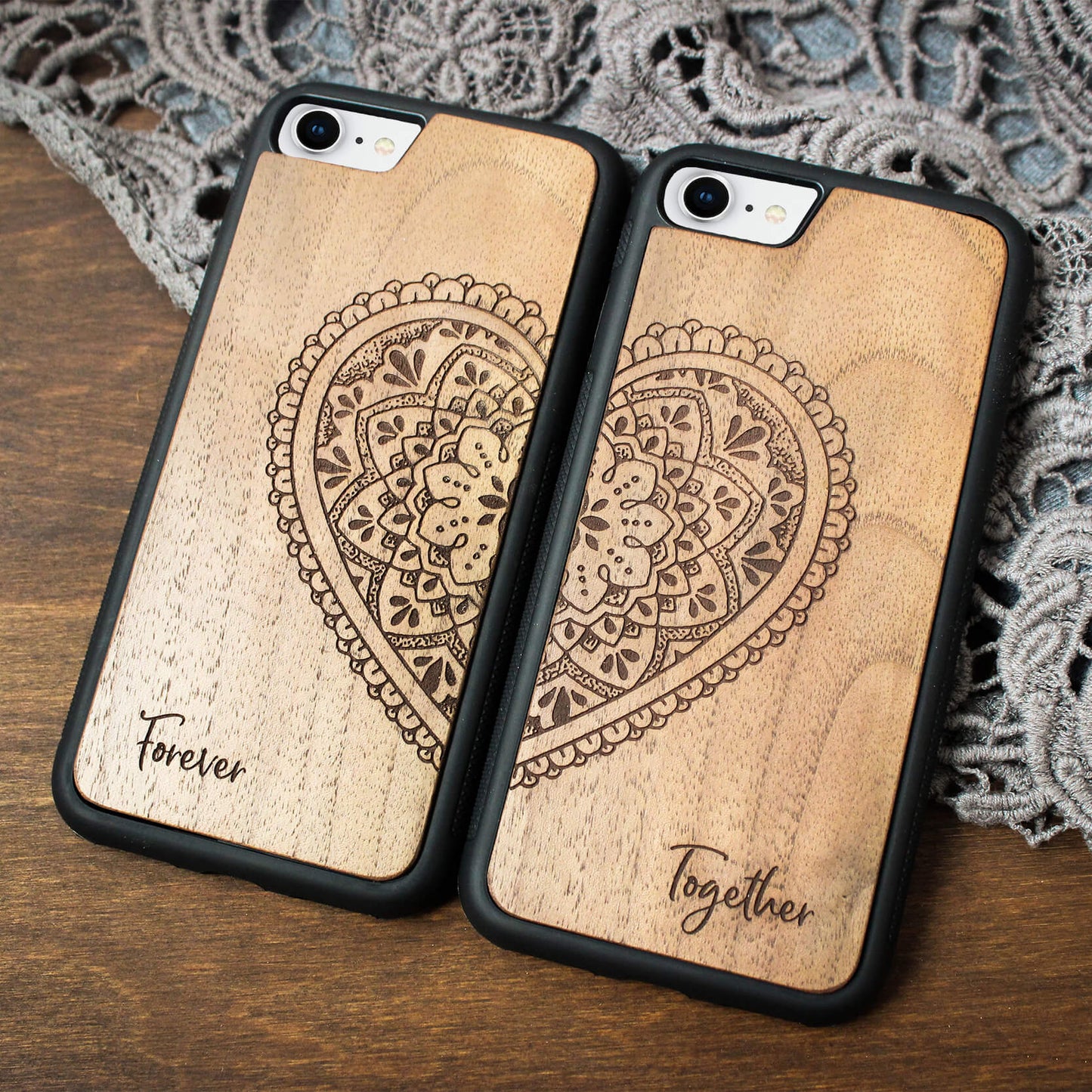 Mandala - Wooden iPhone Case for Couple