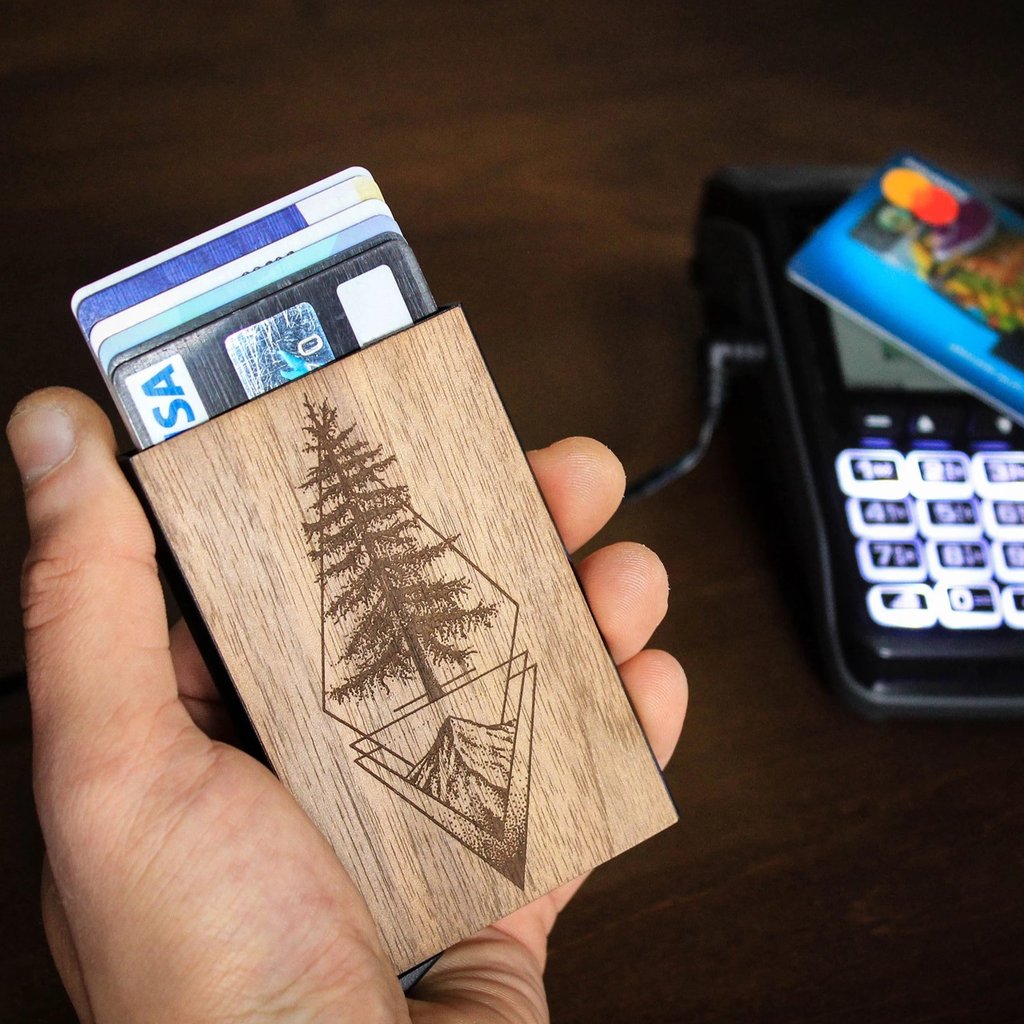 Picea - Metal Credit Card Holder with Wooden front