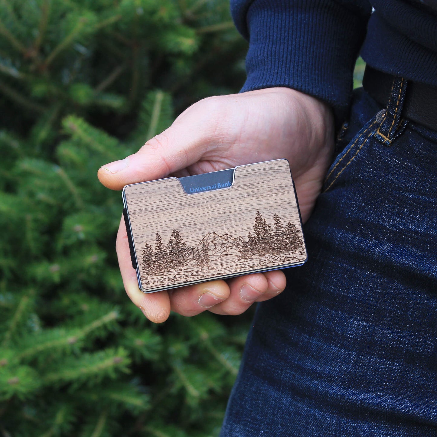 Nature - Wooden Credit Card Holder with Money Clip Wallet