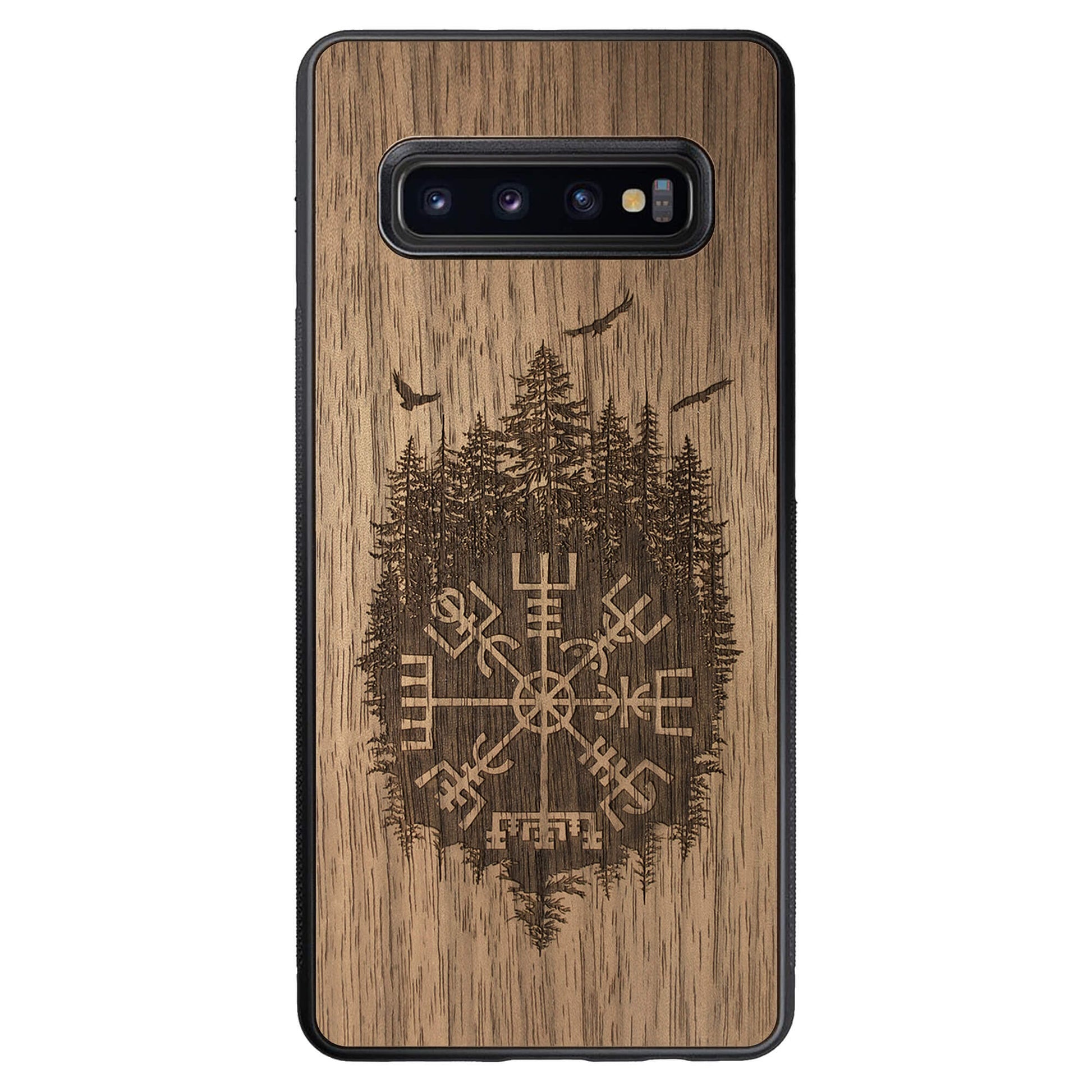 Wooden Case for Samsung Galaxy S10 Plus Viking Compass Vegvisir