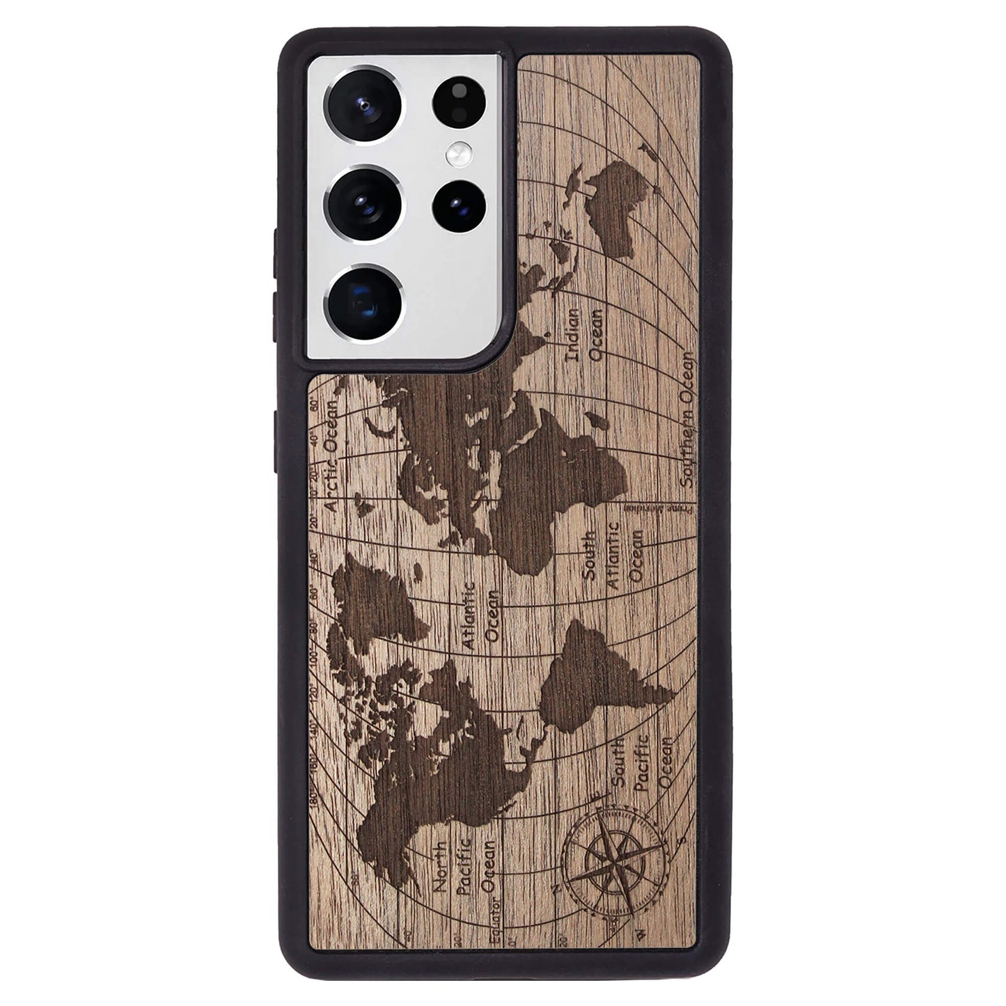 Wooden Case for Samsung Galaxy S21 Ultra World Map