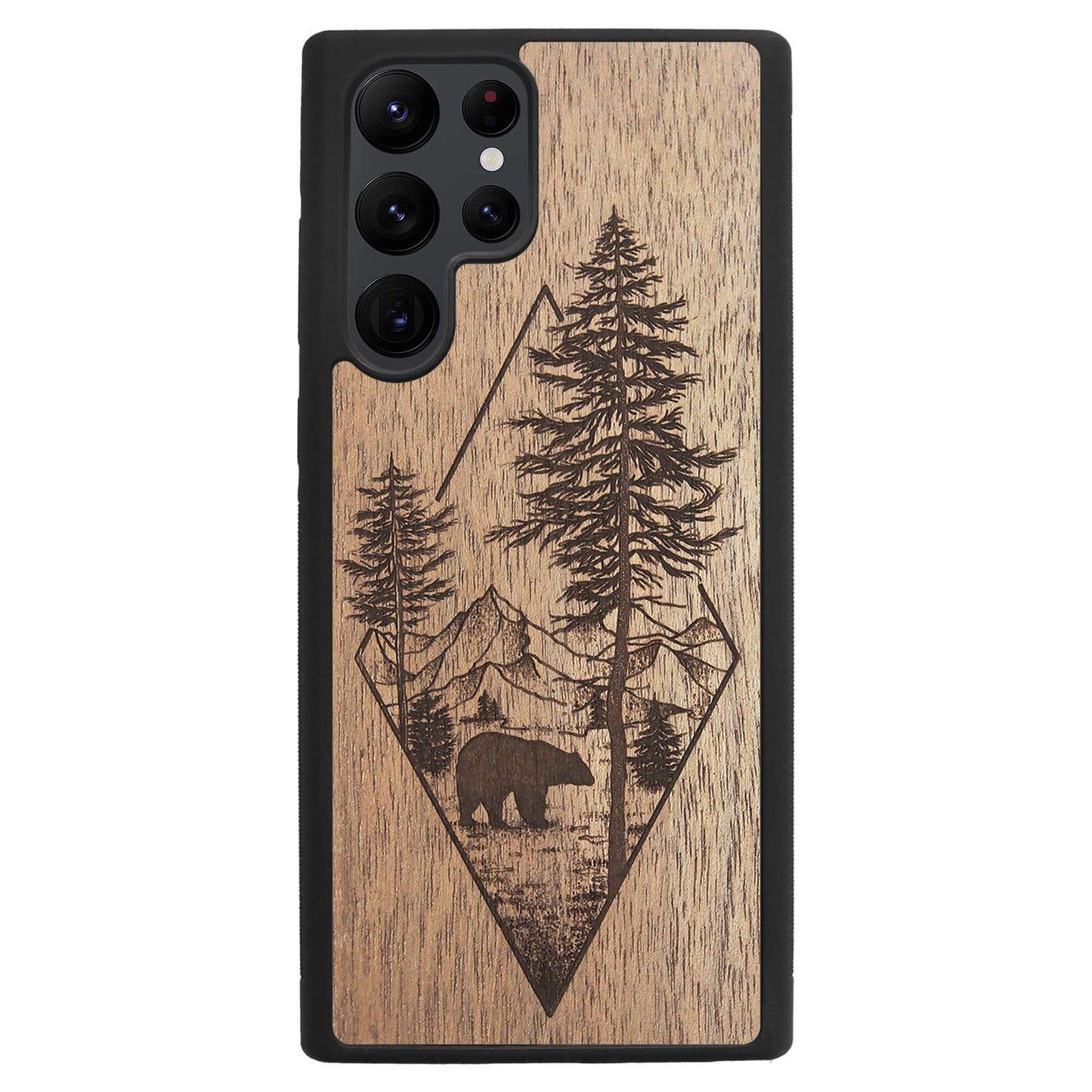 Wooden Case for Samsung Galaxy S22 Ultra Woodland Bear