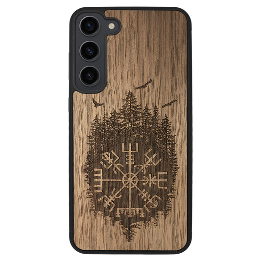 Wooden Case for Samsung Galaxy S23 Plus Viking Compass Vegvisir