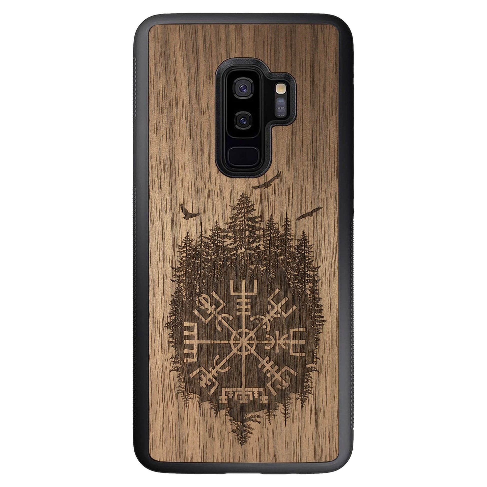Wooden Case for Samsung Galaxy S9 Plus Viking Compass Vegvisir