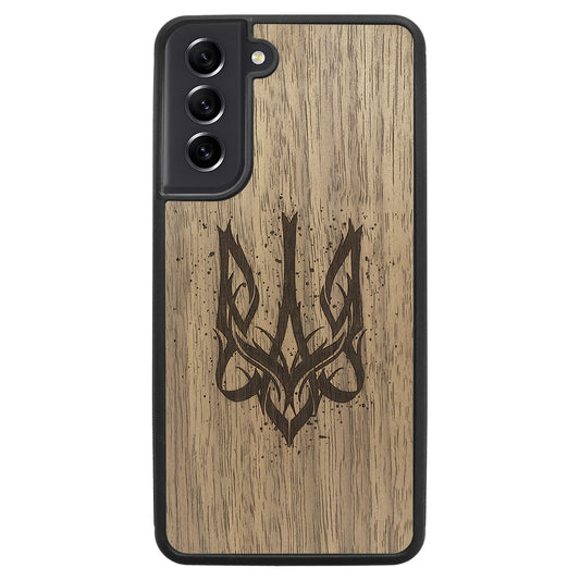 Wooden Case for Samsung Galaxy S21 FE Ukrainian Trident Trizub