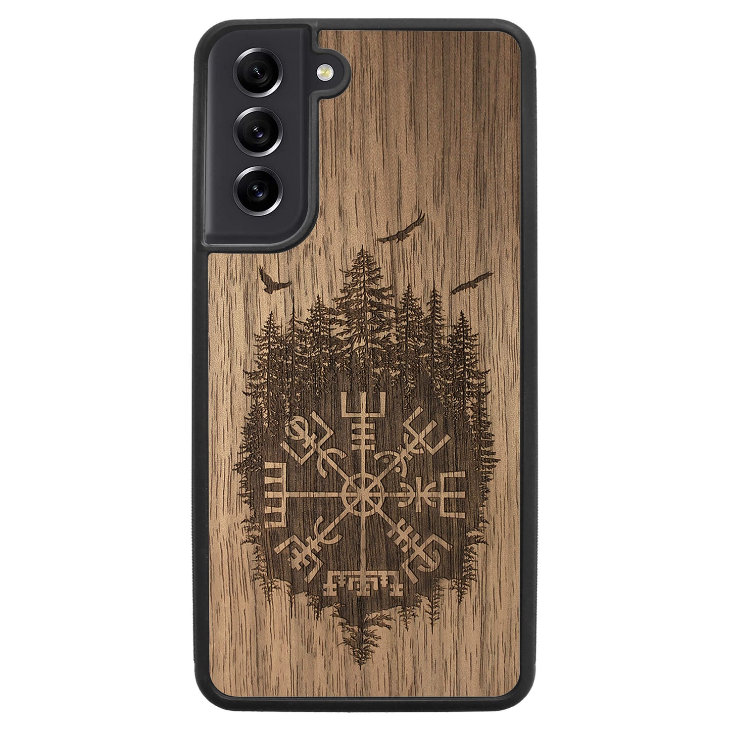 Wooden Case for Samsung Galaxy S21 FE Viking Compass Vegvisir