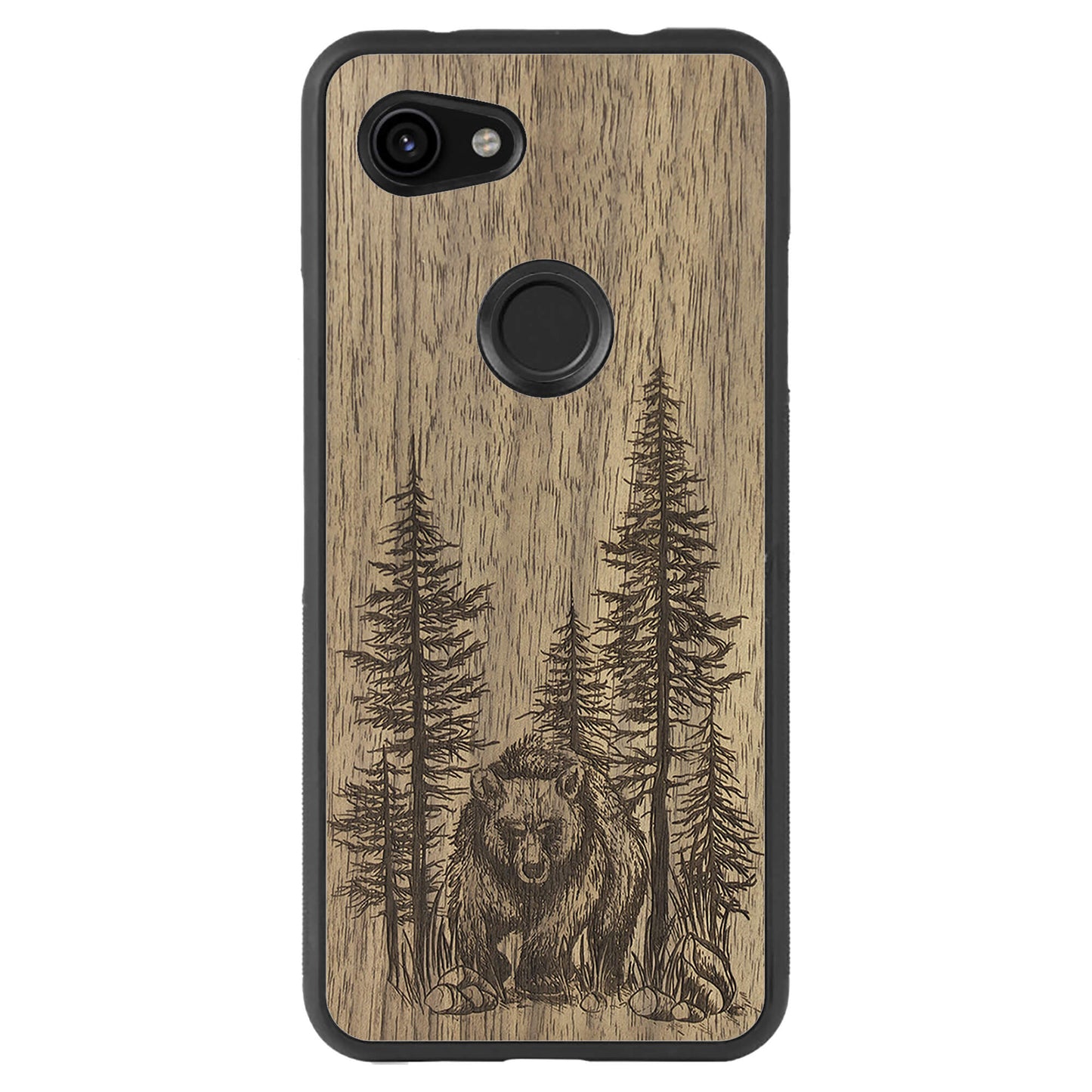 Wooden Case for Google Pixel 3A Bear Forest