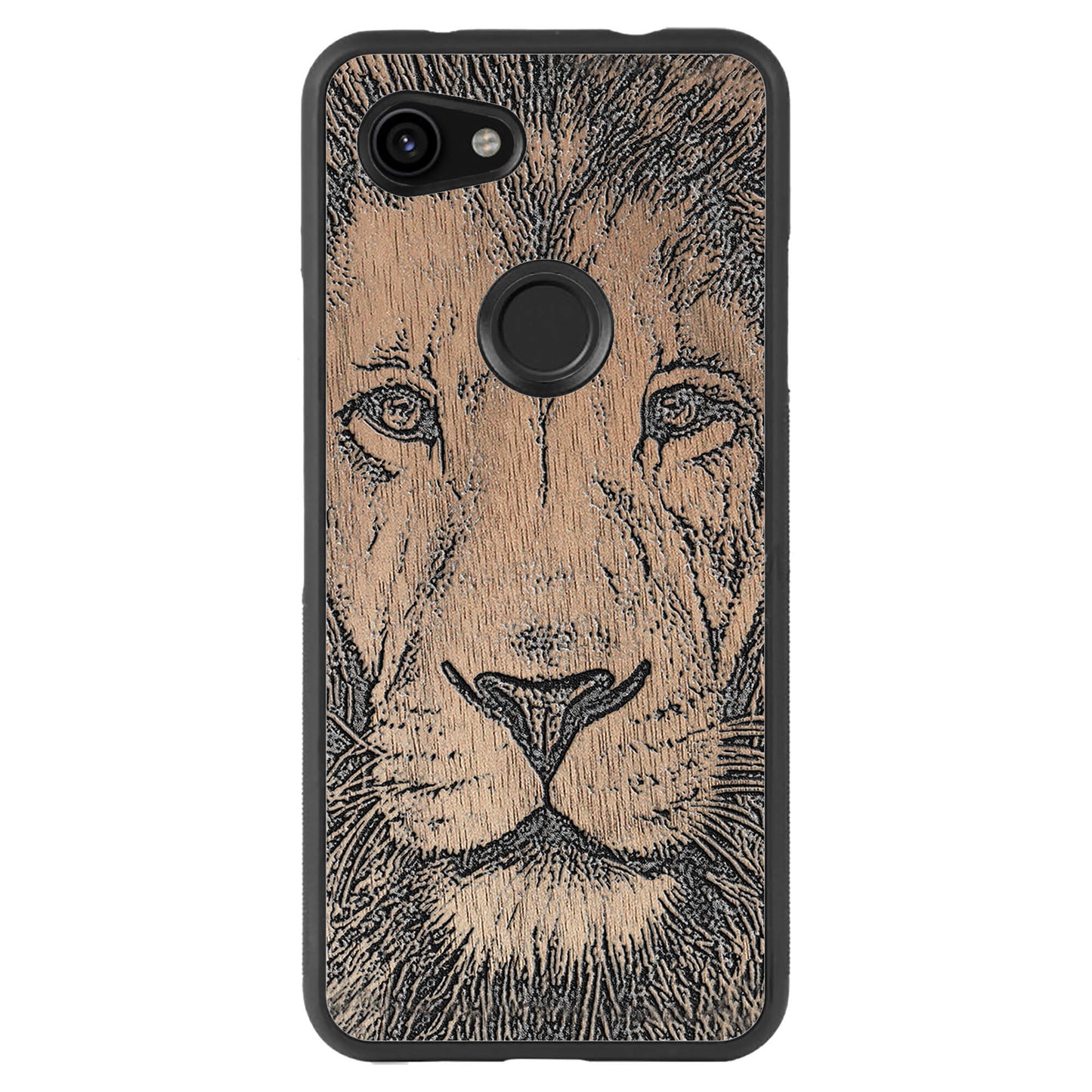 Wooden Case for Google Pixel 3A Lion face