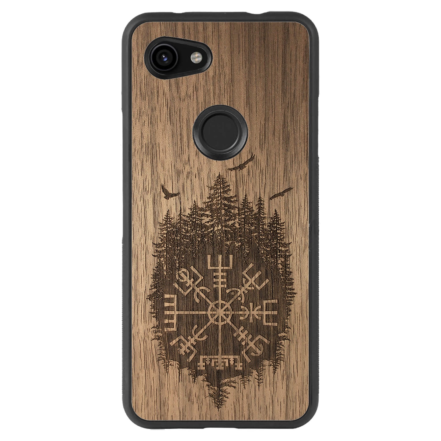Wooden Case for Google Pixel 3A Viking Compass Vegvisir