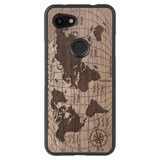 Wooden Case for Google Pixel 3A XL World Map