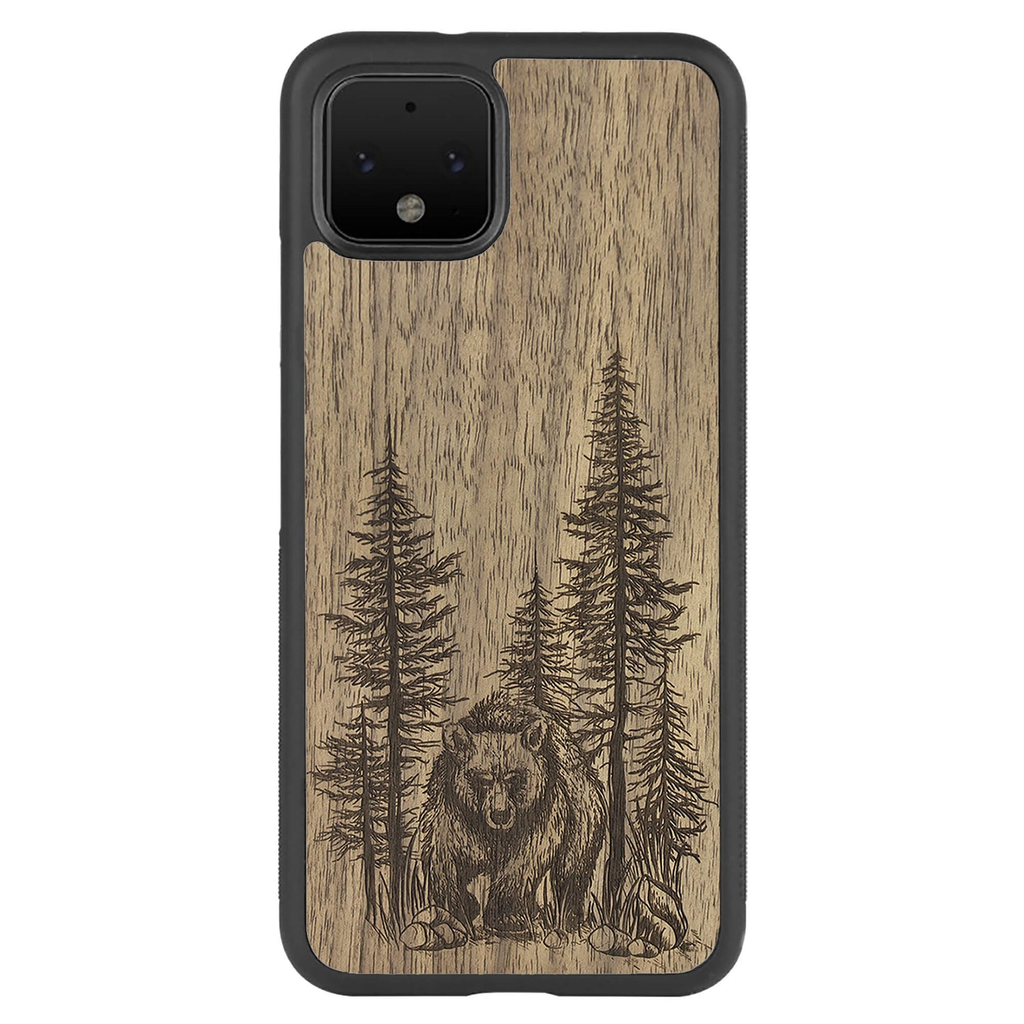 Wooden Case for Google Pixel 4 Bear Forest