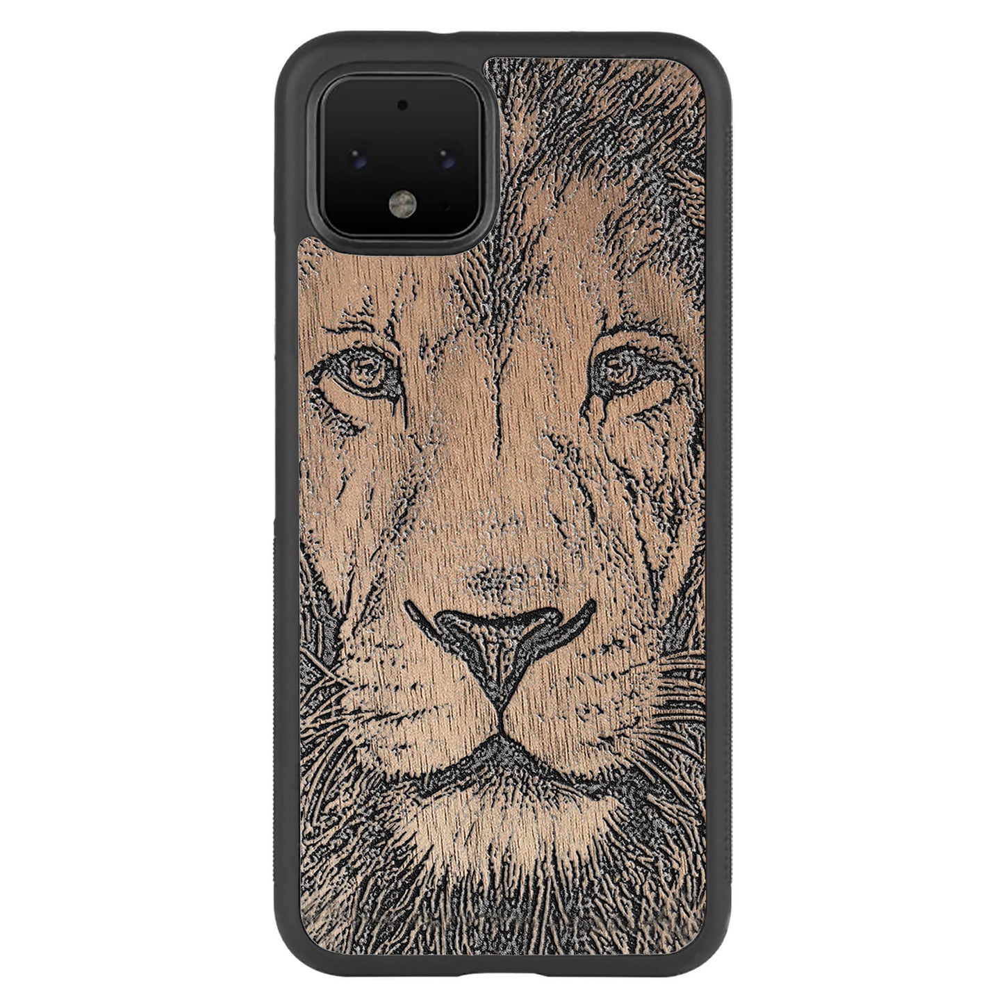 Wooden Case for Google Pixel 4 Lion face
