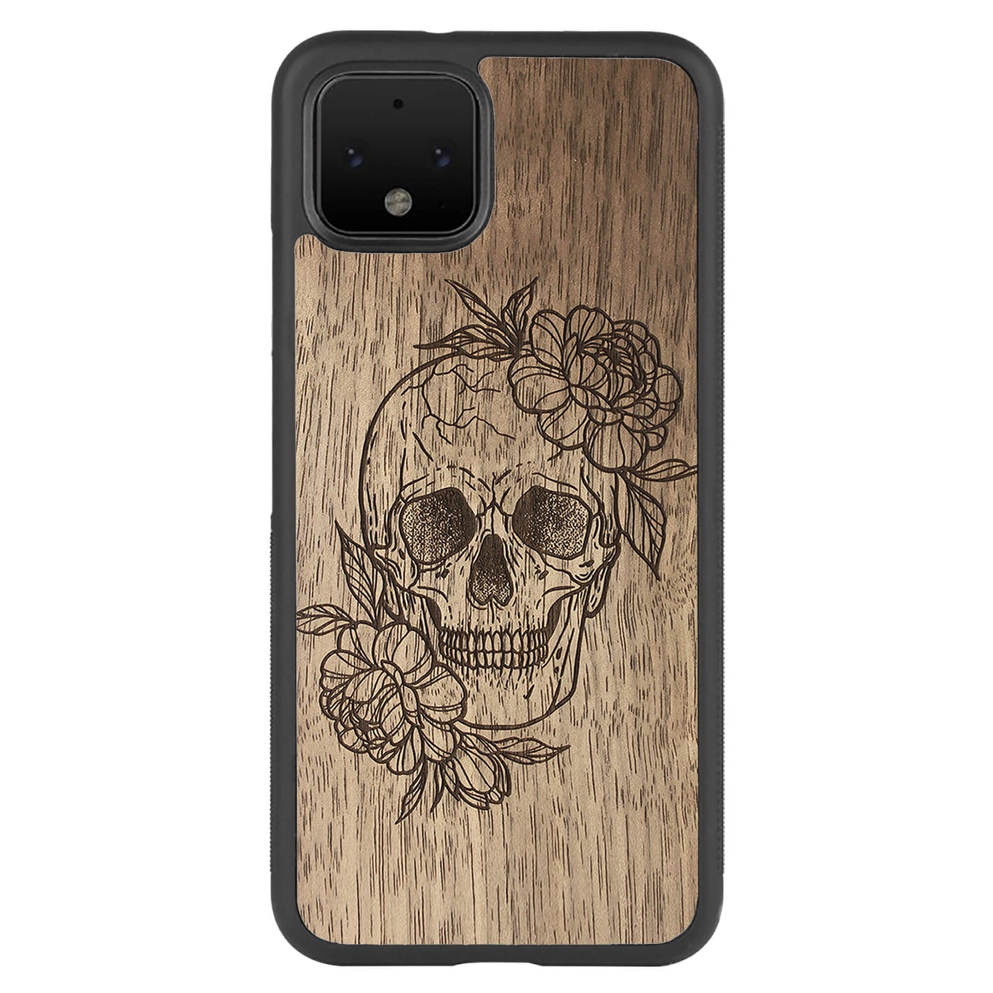 Wooden Case for Google Pixel 4 Skull