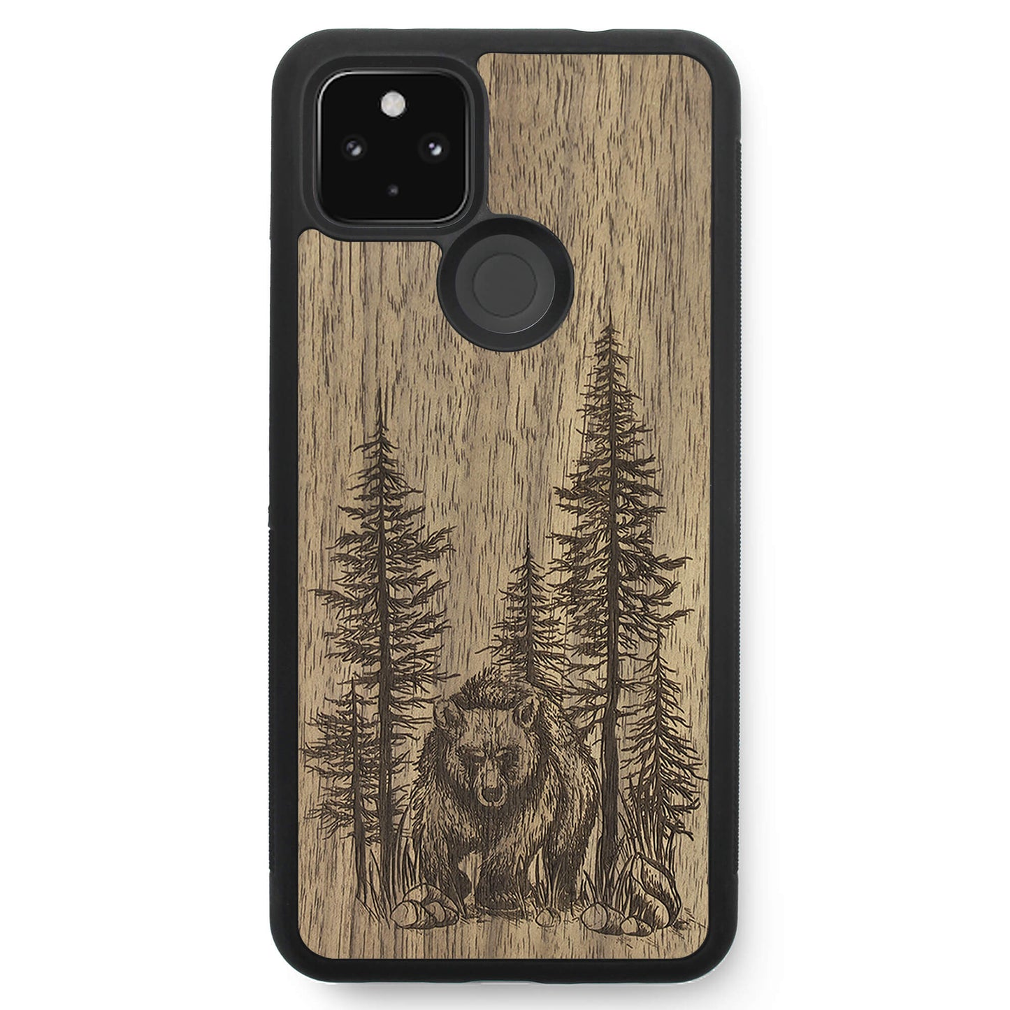 Wooden Case for Google Pixel 4A 5G Bear Forest