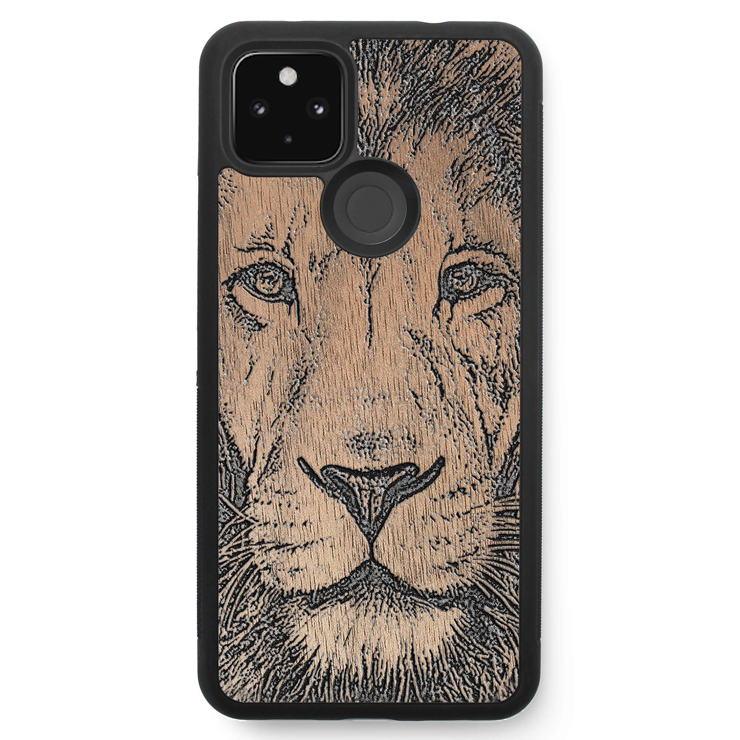 Wooden Case for Google Pixel 4A 5G Lion