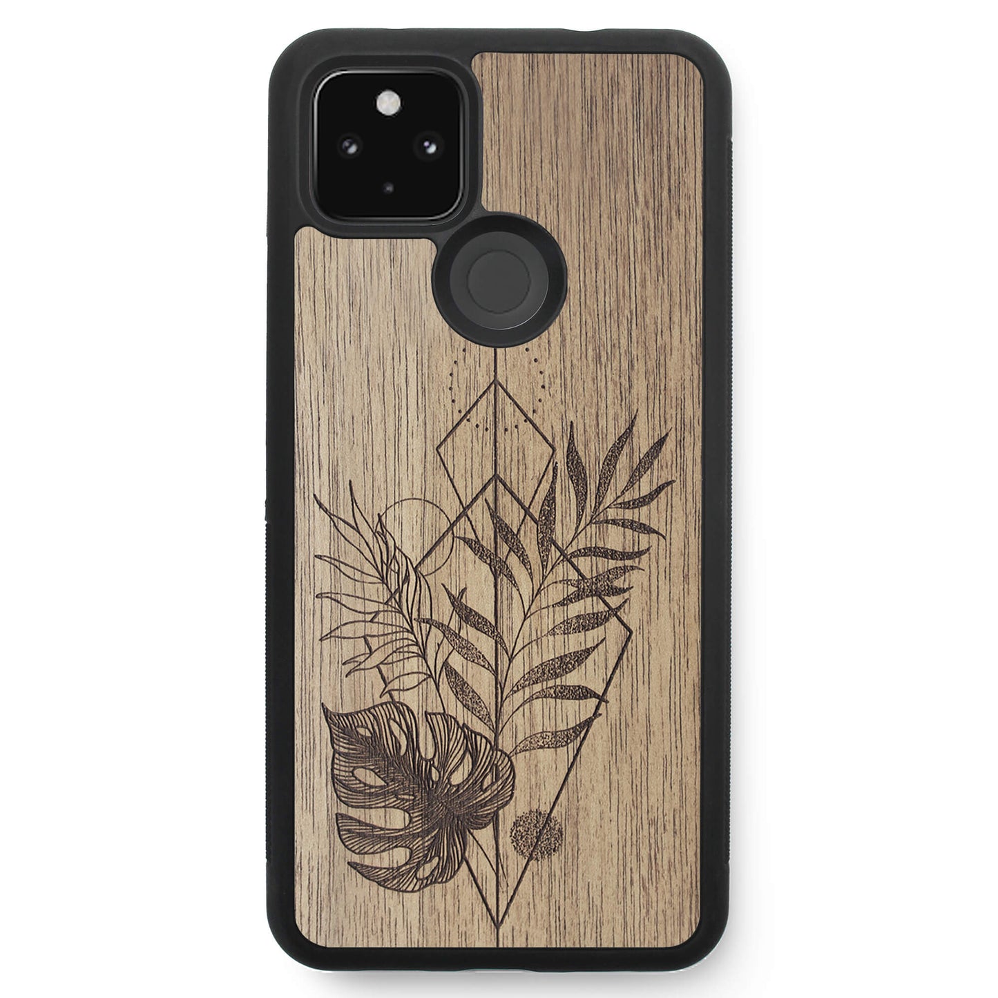 Wooden Case for Google Pixel 4A 5G Monstera