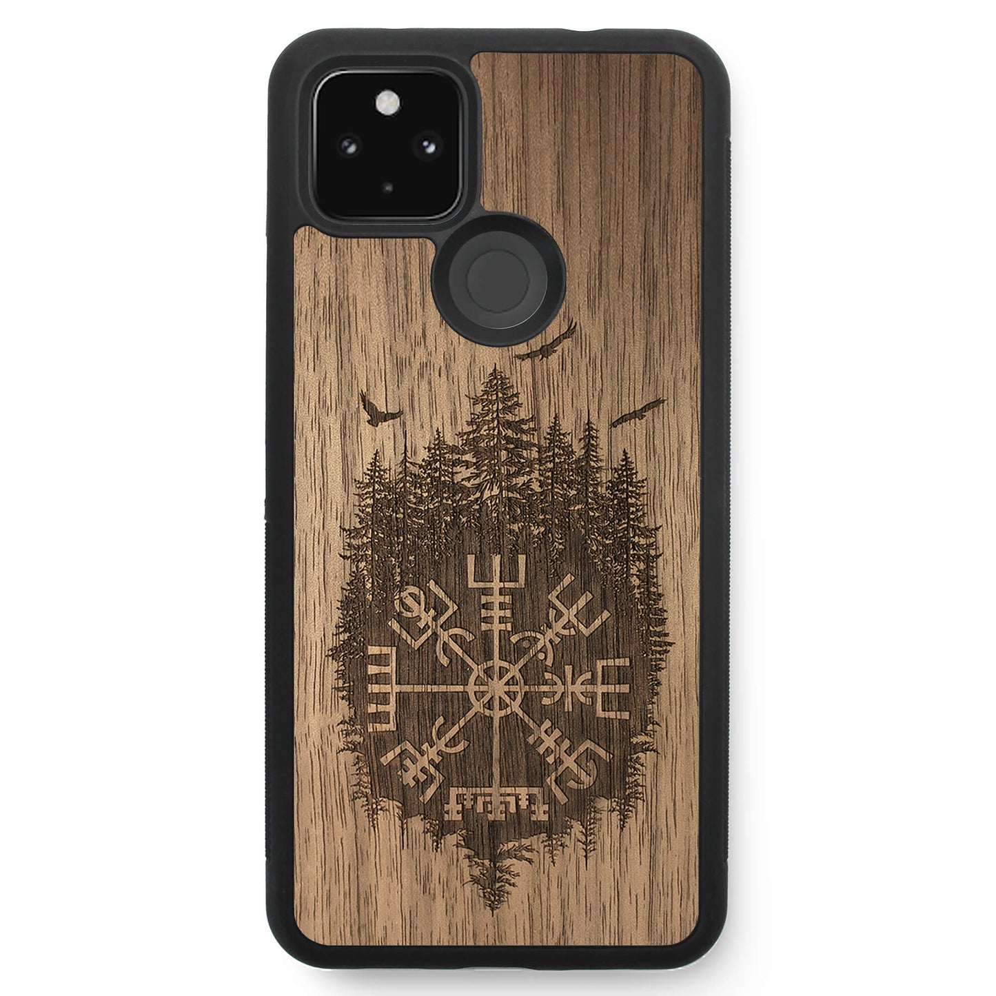 Wooden Case for Google Pixel 4A 5G Viking Compass Vegvisir