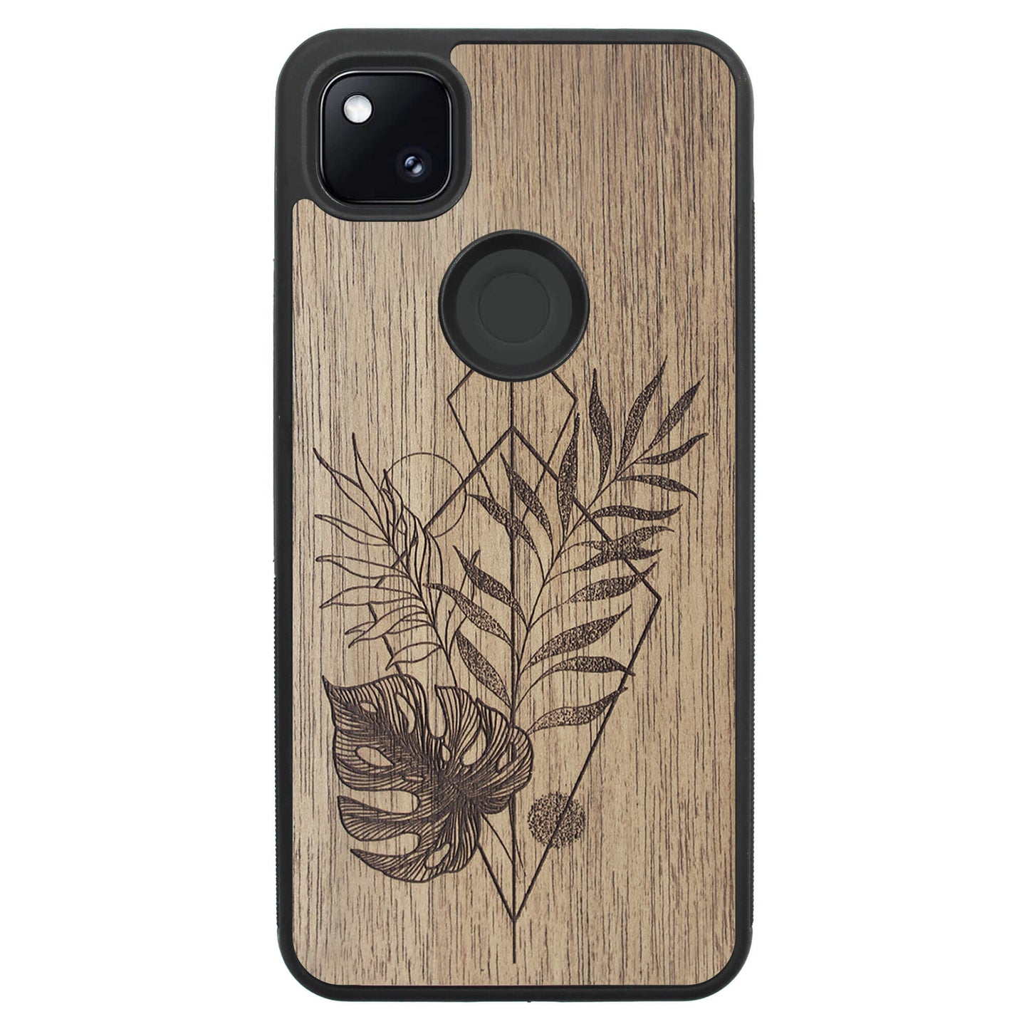 Wooden Case for Google Pixel 4A Monstera
