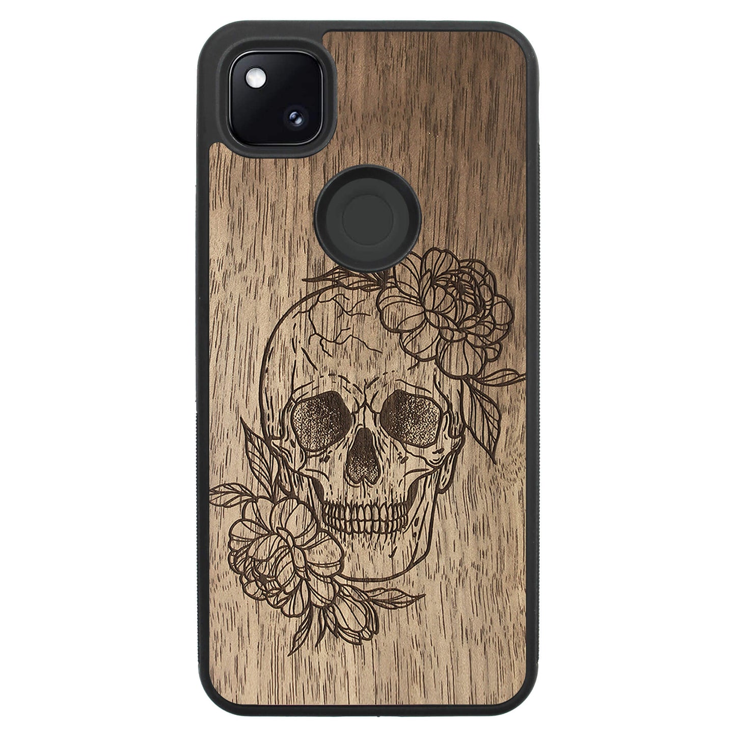 Wooden Case for Google Pixel 4A Skull