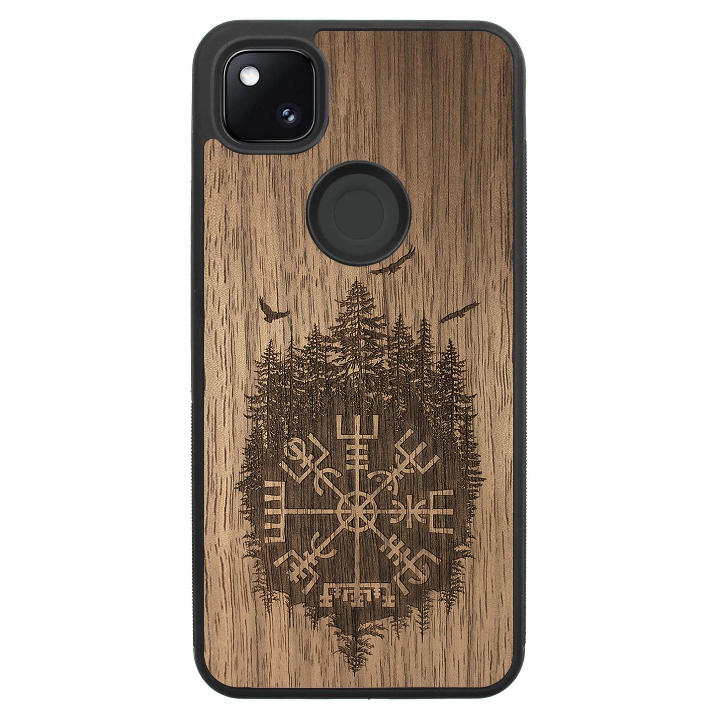 Wooden Case for Google Pixel 4A Viking Compass Vegvisir