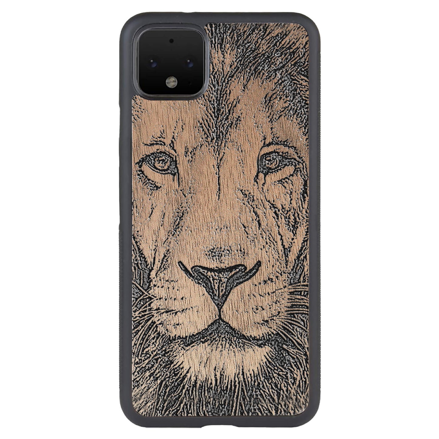 Wooden Case for Google Pixel 4 XL Lion face