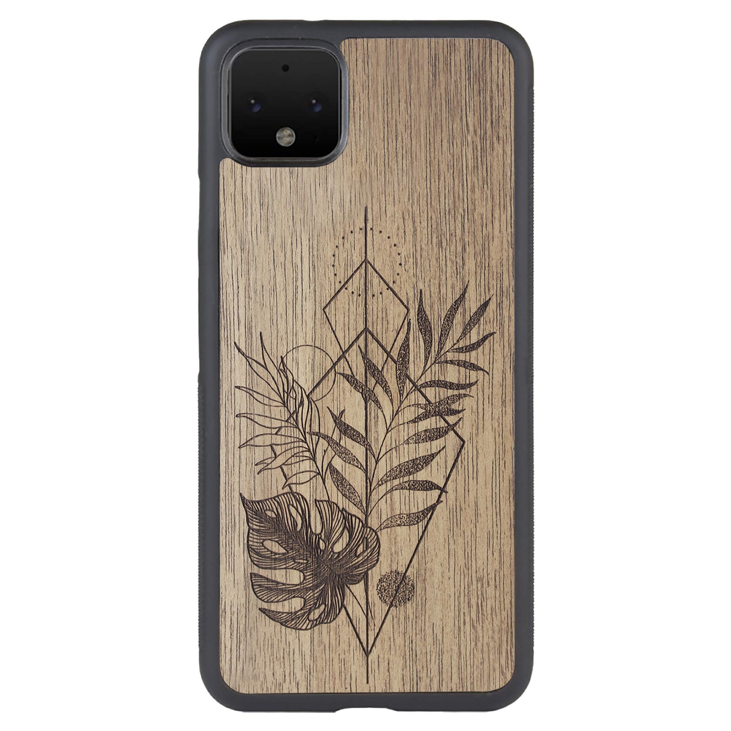 Wooden Case for Google Pixel 4 XL Monstera