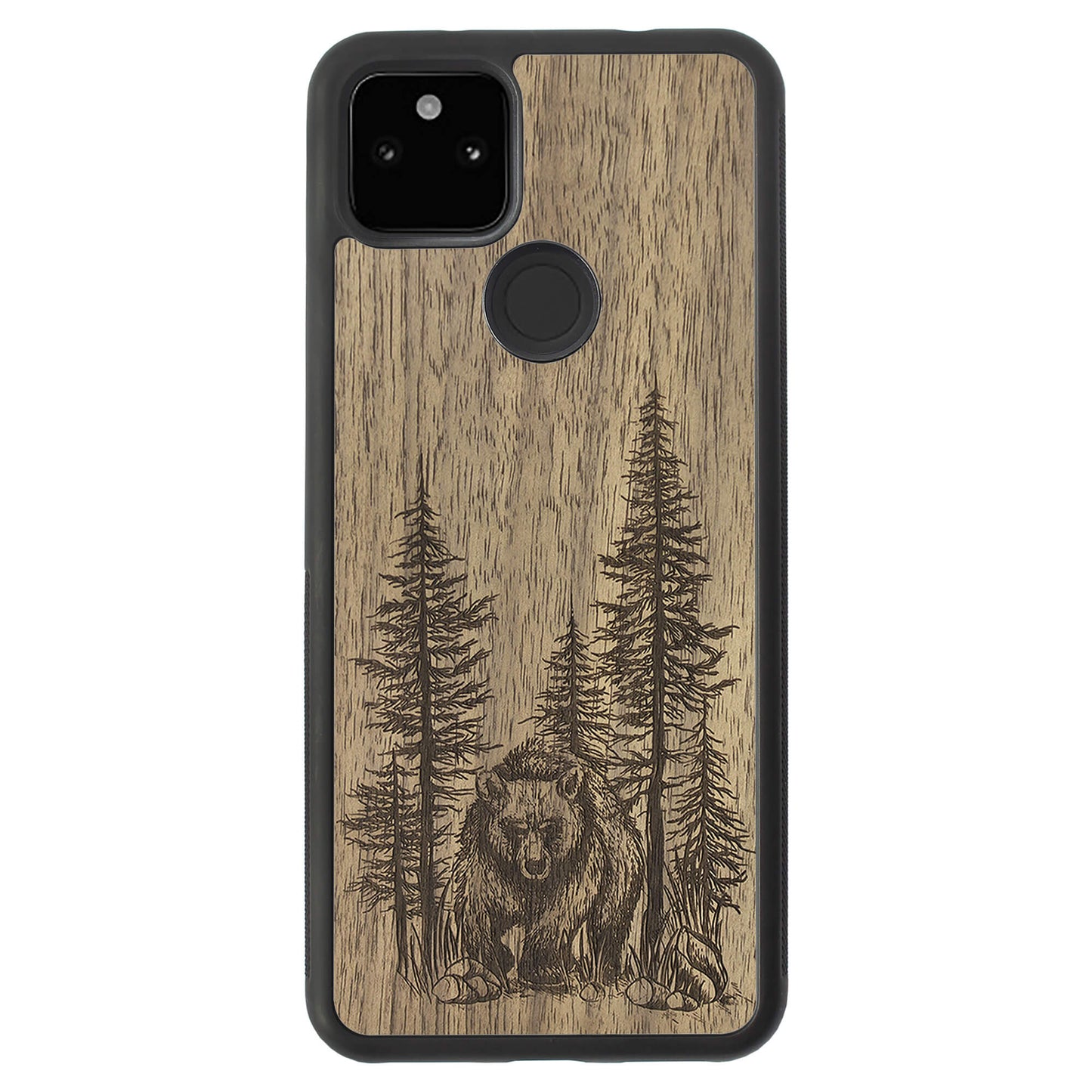 Wooden Case for Google Pixel 5A 5G Bear Forest