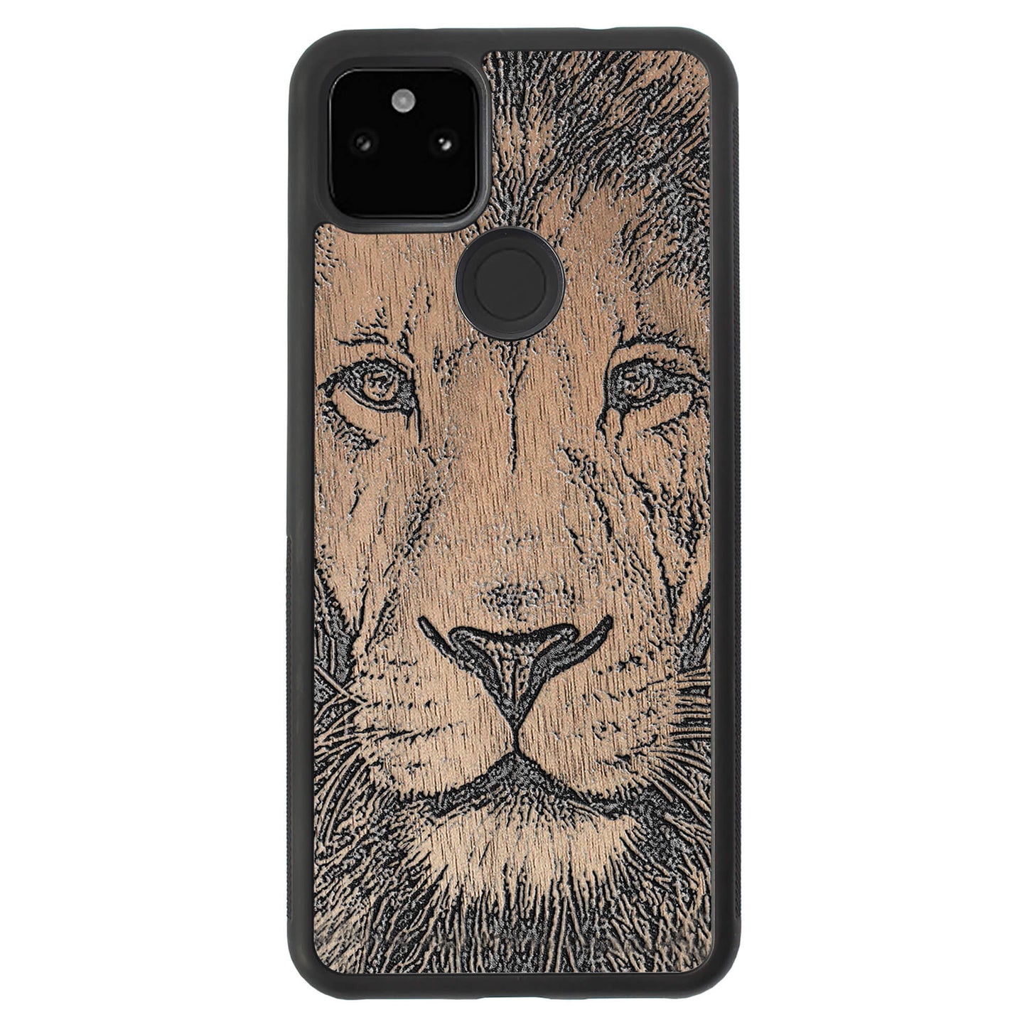 Wooden Case for Google Pixel 5A 5G Lion face