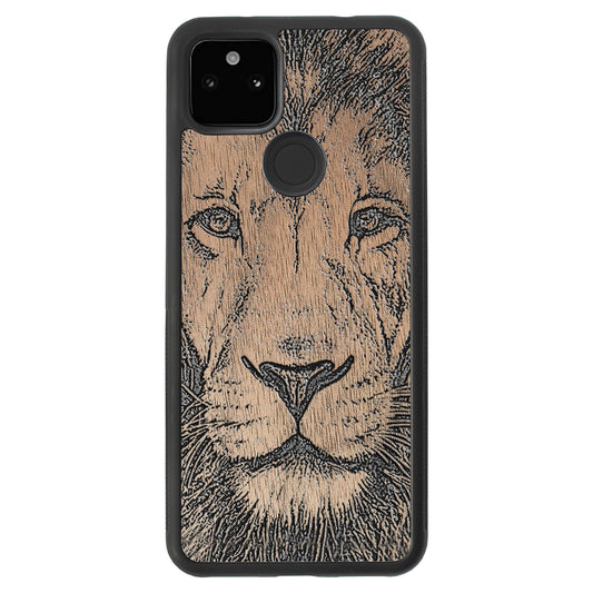 Wooden Case for Google Pixel 5A 5G Lion face
