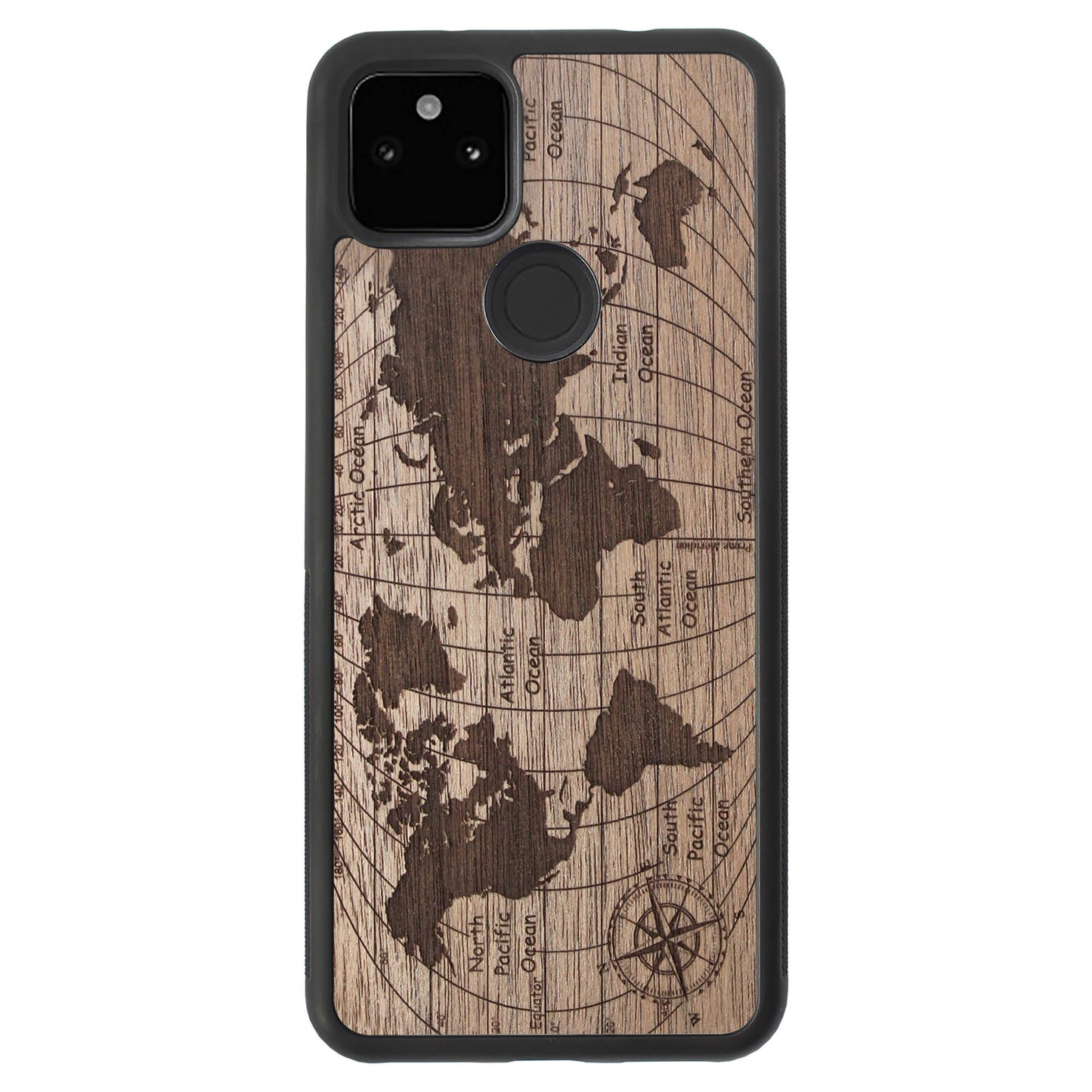 Wooden Case for Google Pixel 5A 5G World Map