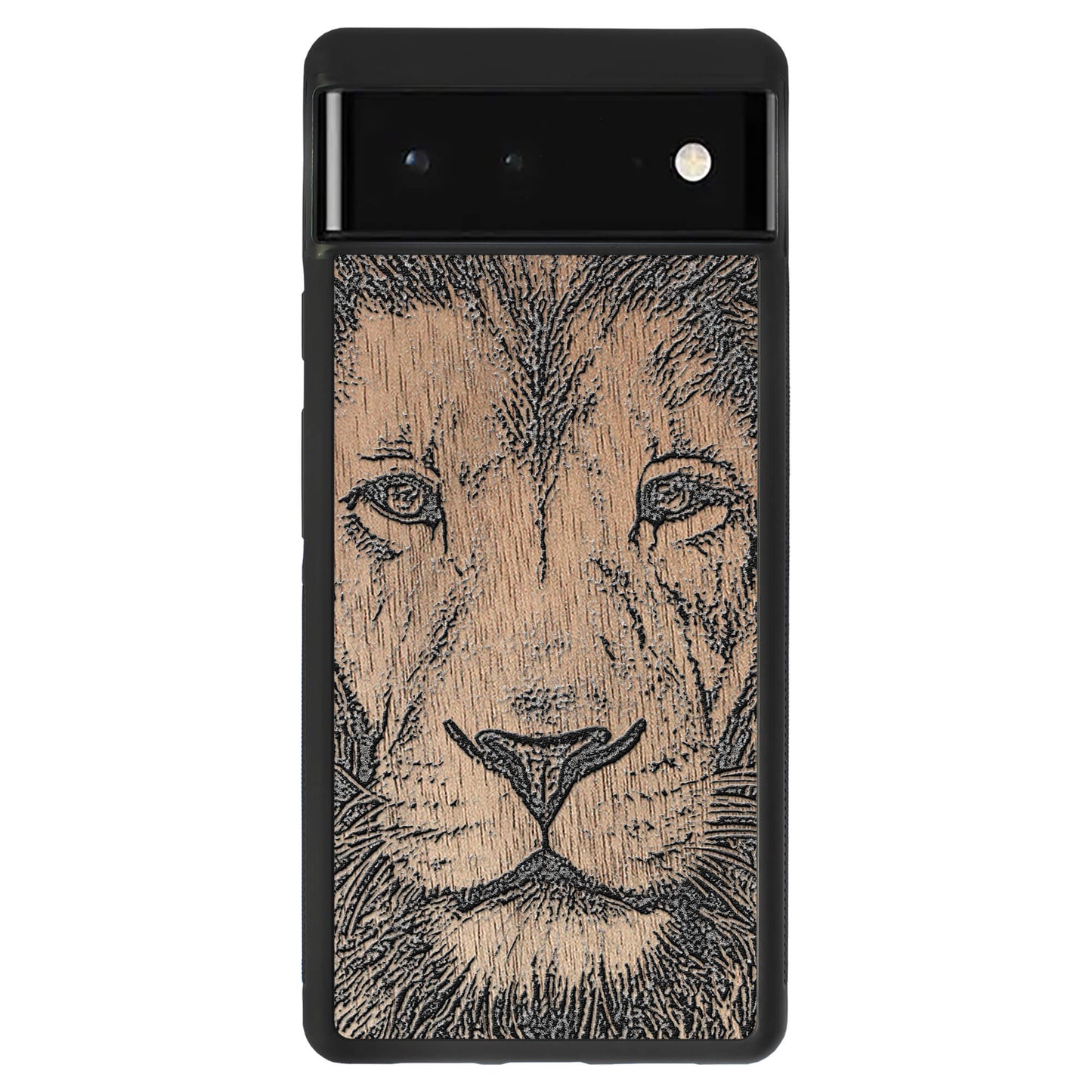 Wooden Case for Google Pixel 6 Lion face
