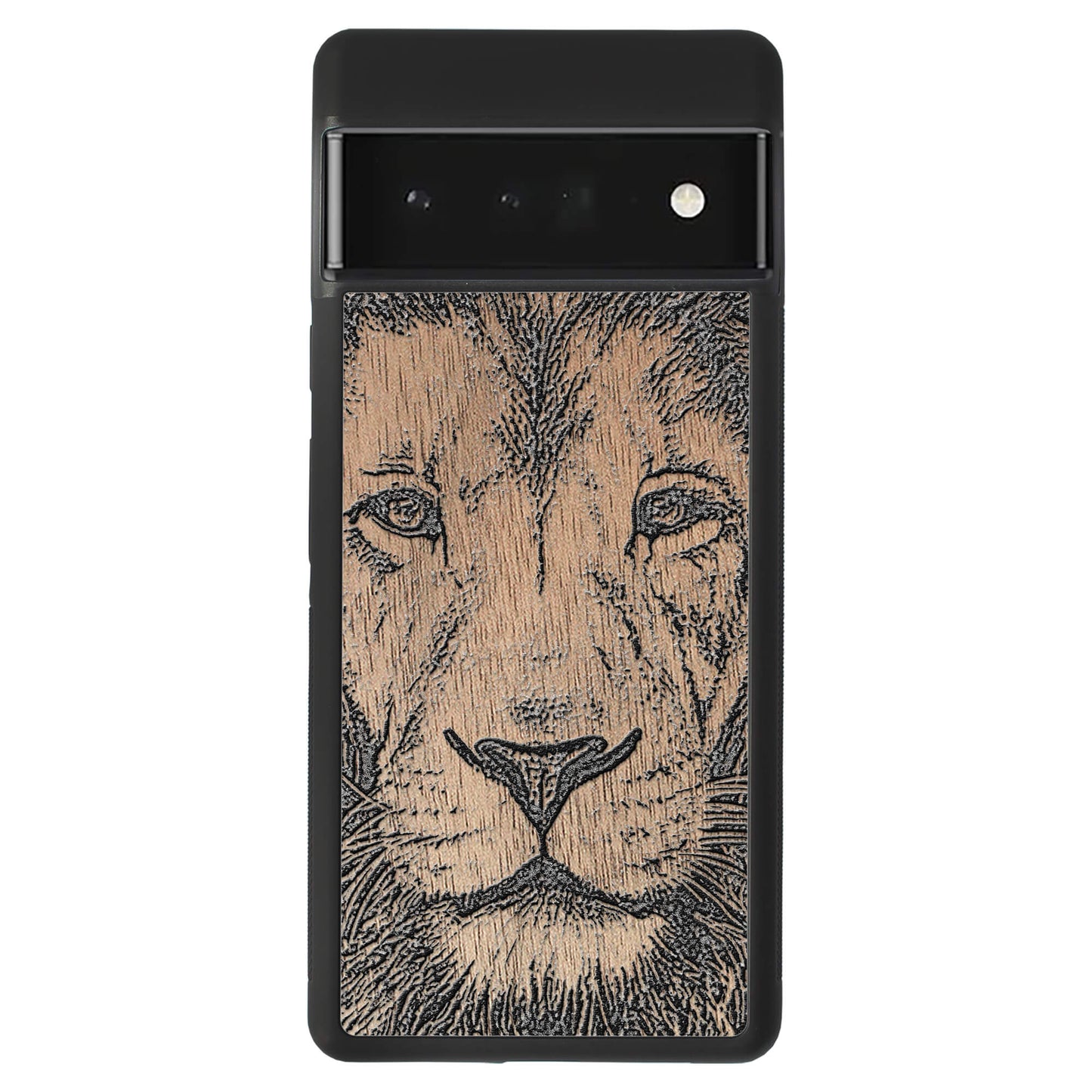 Wooden Case for Google Pixel 6 Pro Lion face