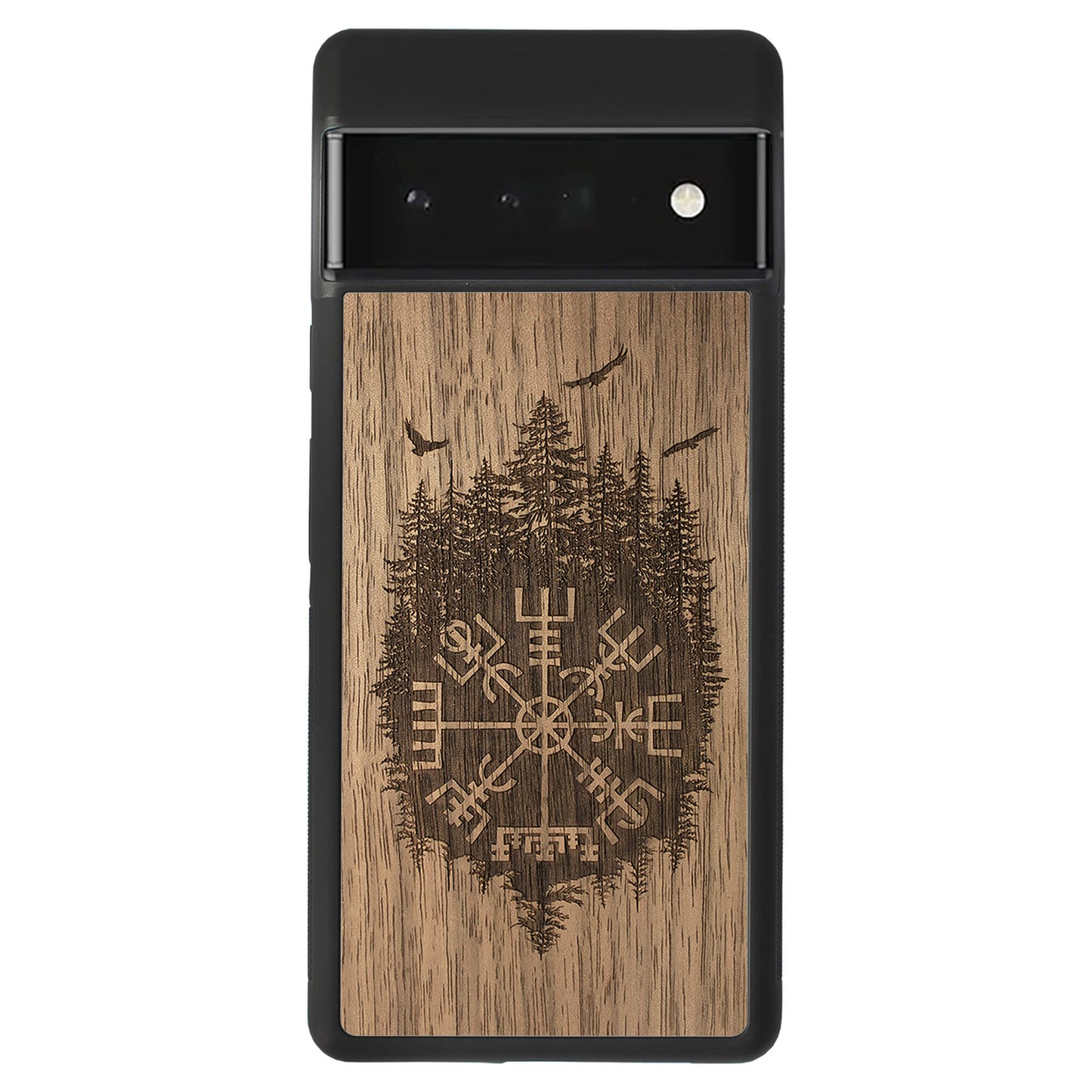 Wooden Case for Google Pixel 6 Pro Viking Compass Vegvisir