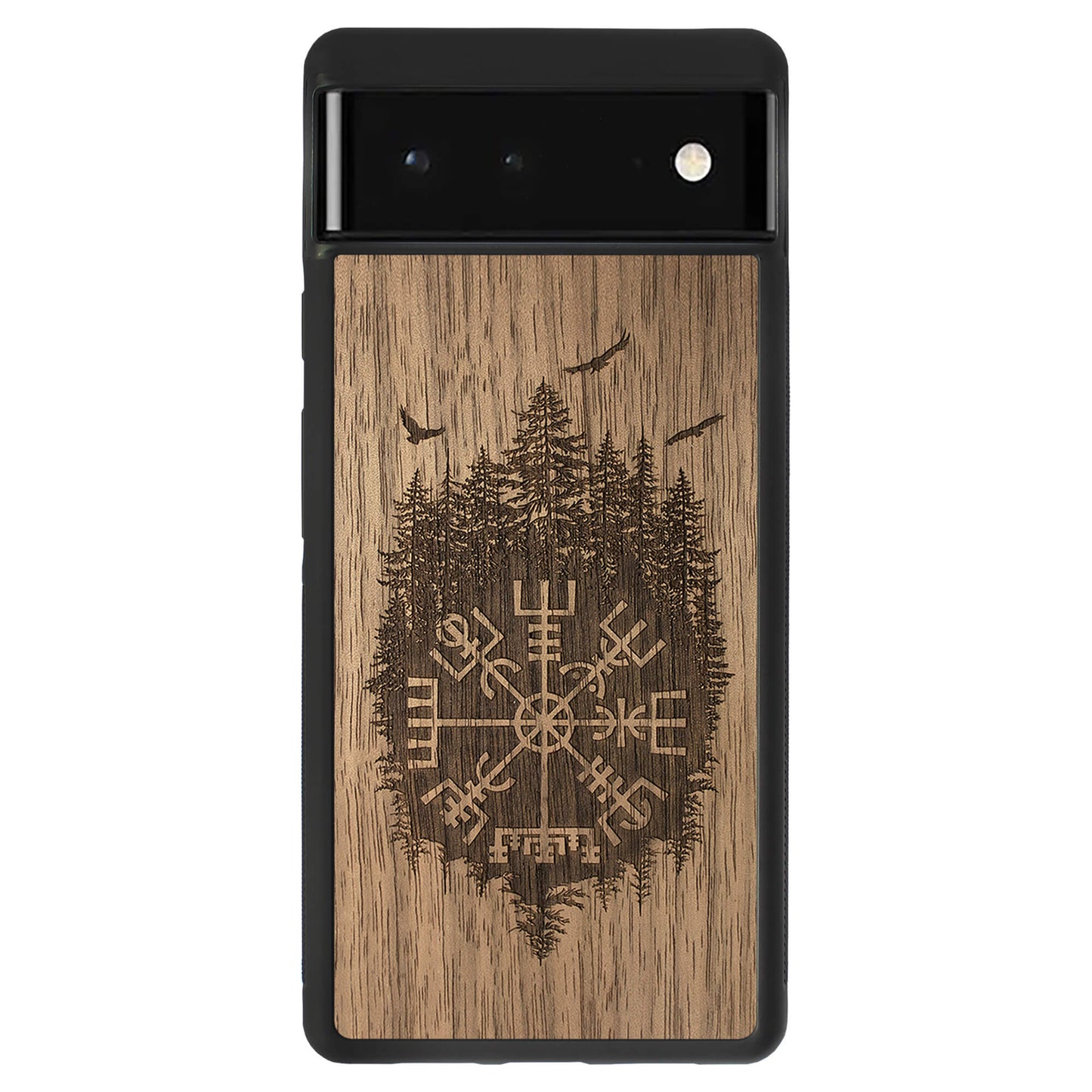 Wooden Case for Google Pixel 6 Viking Compass Vegvisir