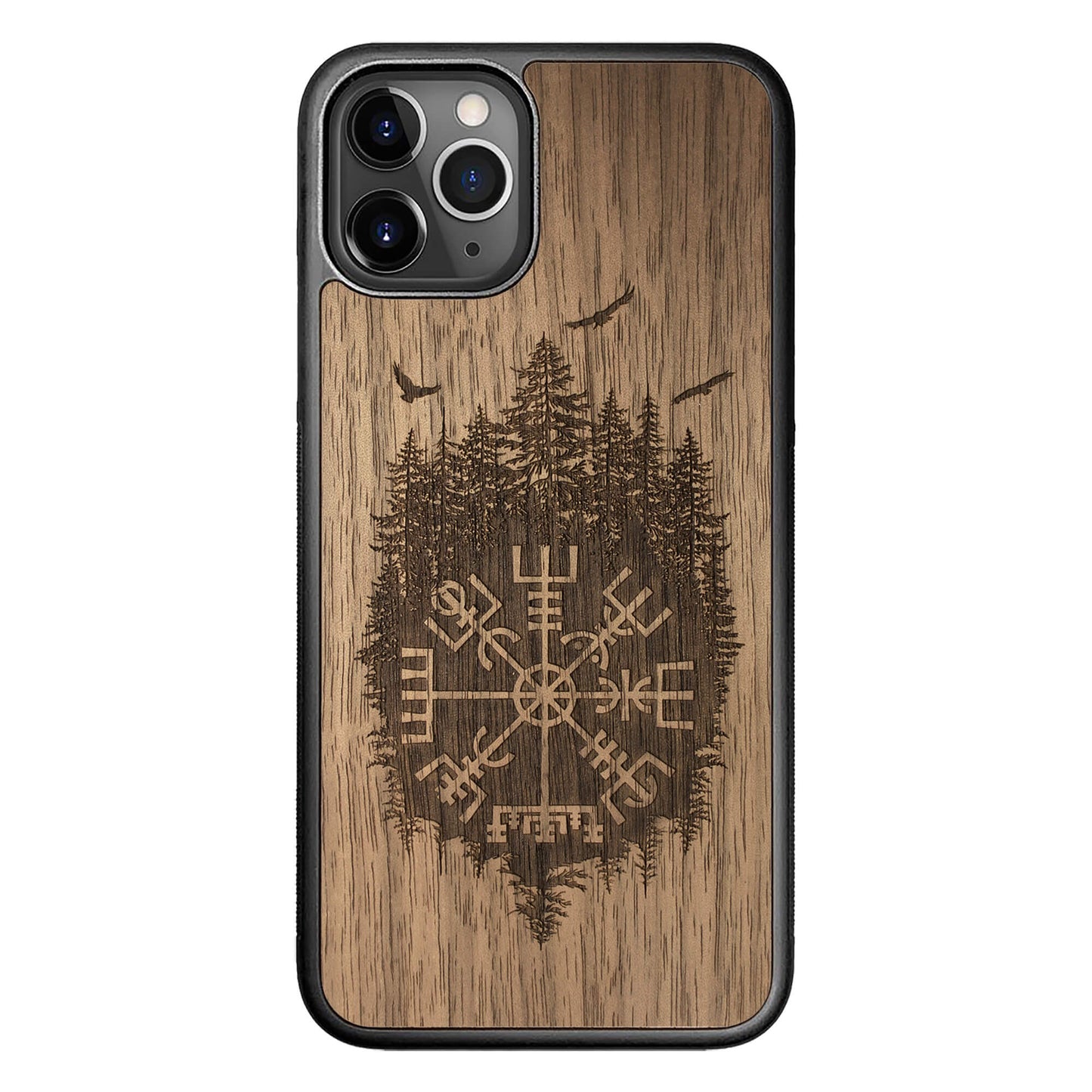 Wooden Case for iPhone 11 Pro Viking Compass Vegvisir