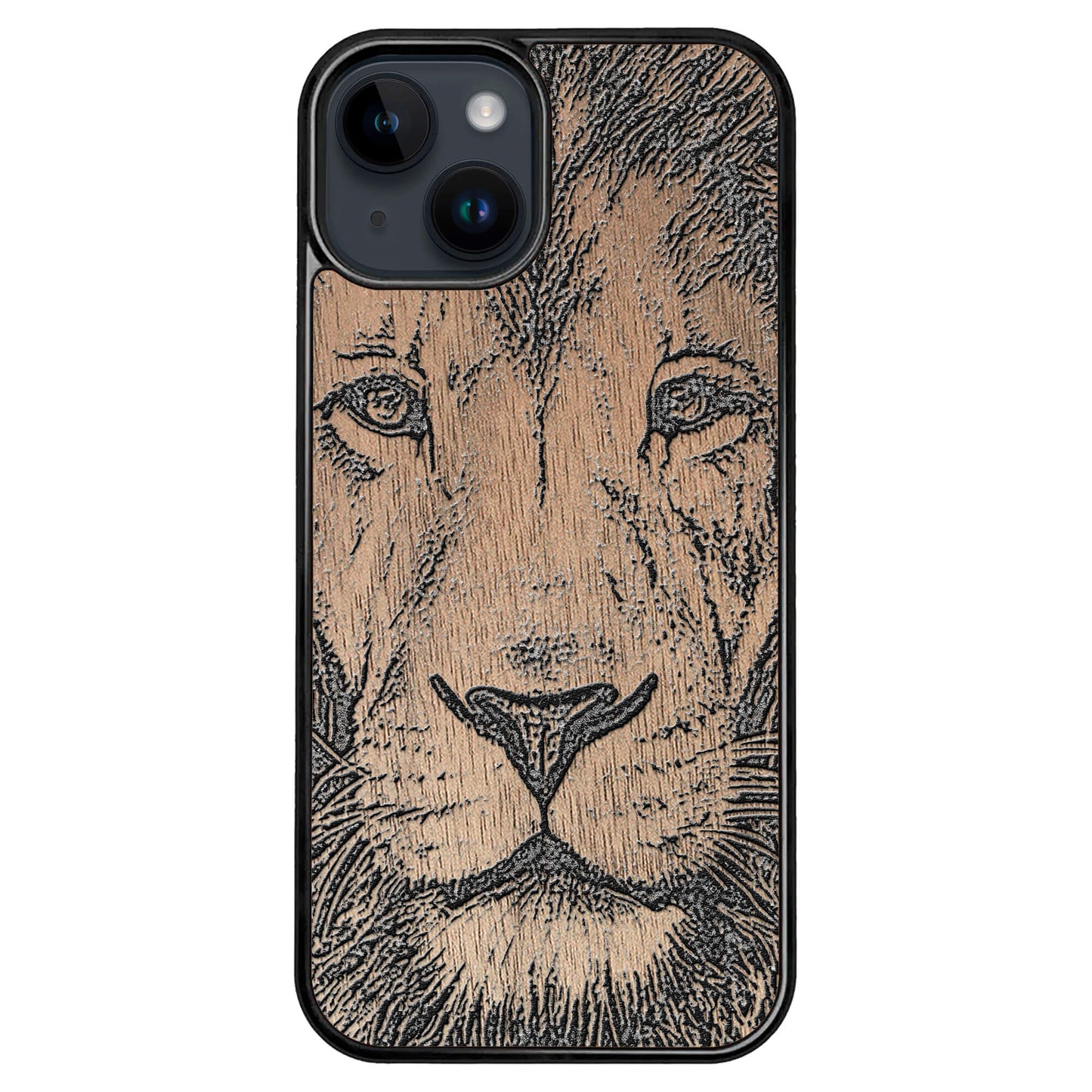 Wooden Case for iPhone 14 Lion face