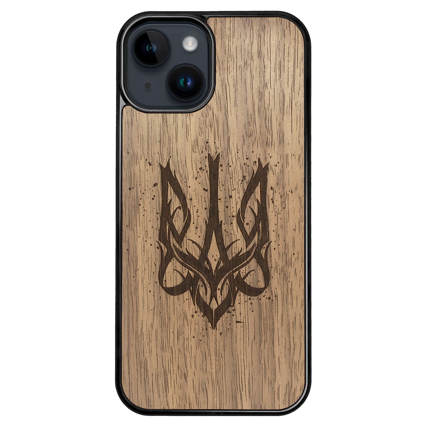 Wooden Case for iPhone 14 Ukrainian Trident Trizub