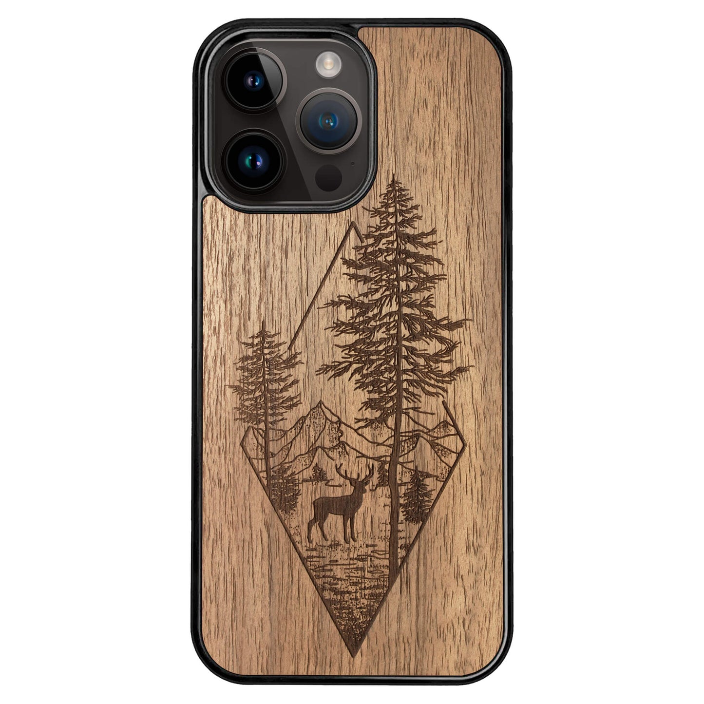 Wooden Case for iPhone 14 Pro Max Deer Woodland
