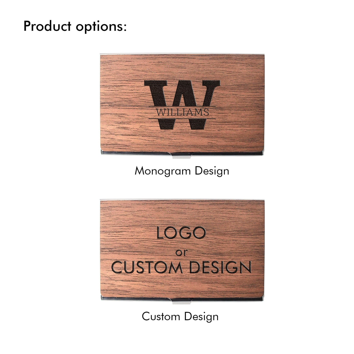 Monogram - Wooden Business Card Holder - Personalized